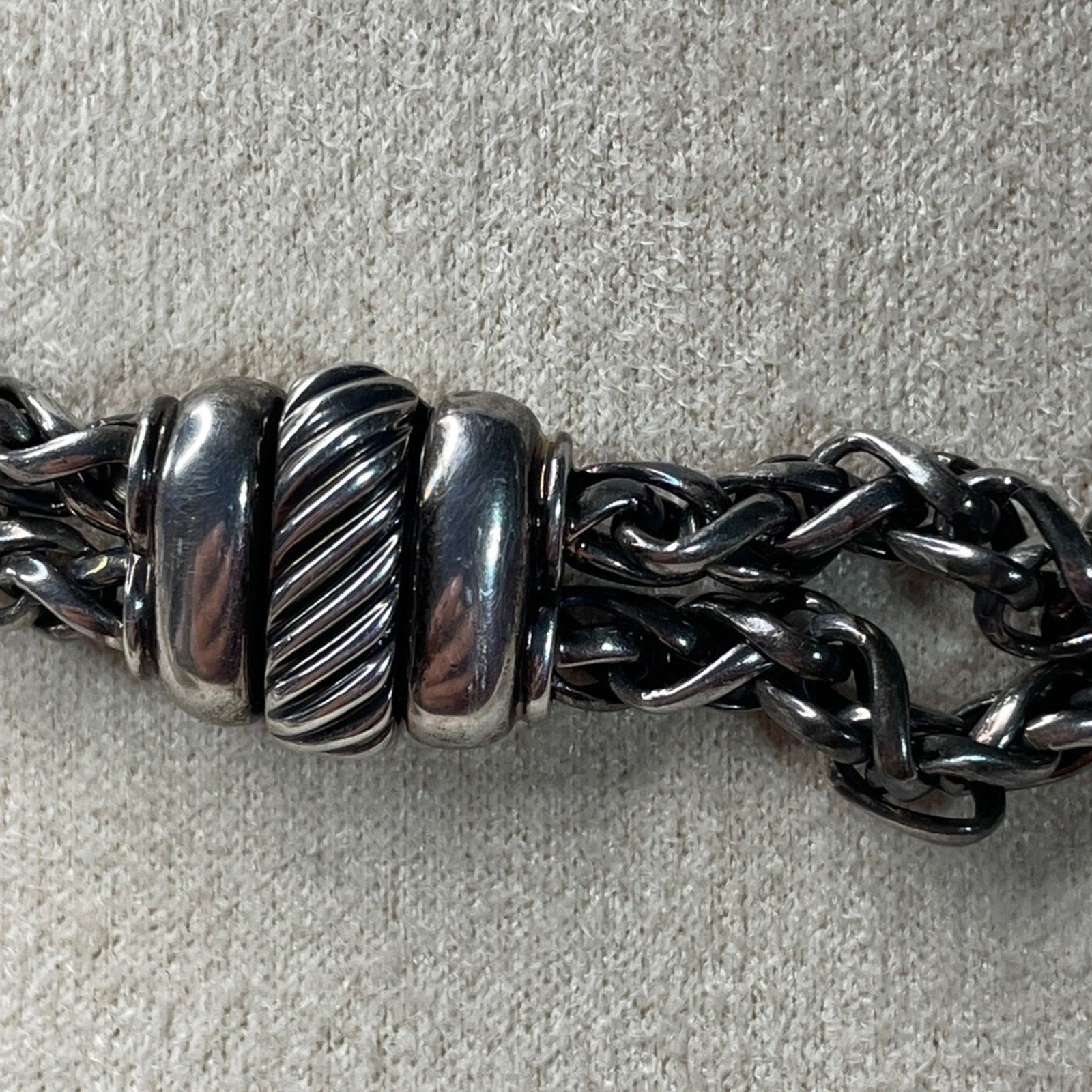 David Yurman Sterling w/ 18kt YG Accent Double Wheat Chain Necklace 54.37g