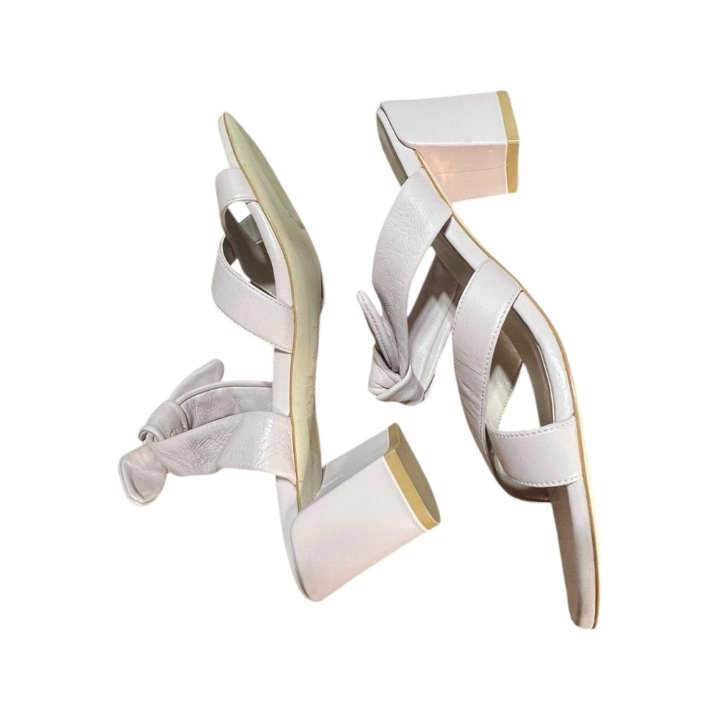 Stuart Weitzman Criss Cross Bow Knot Block Heel Sandals in a pinkish Size 8.5