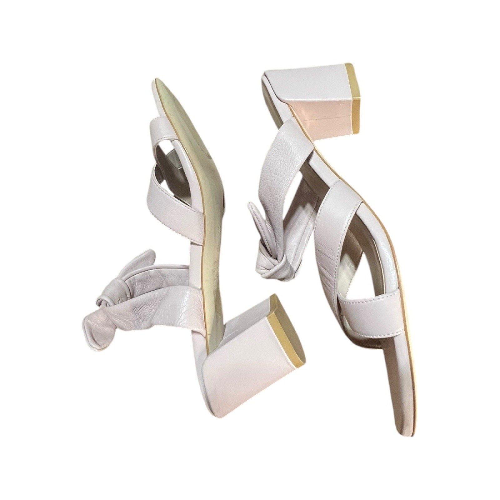 Stuart Weitzman Criss Cross Bow Knot Block Heel Sandals in a pinkish Size 8.5