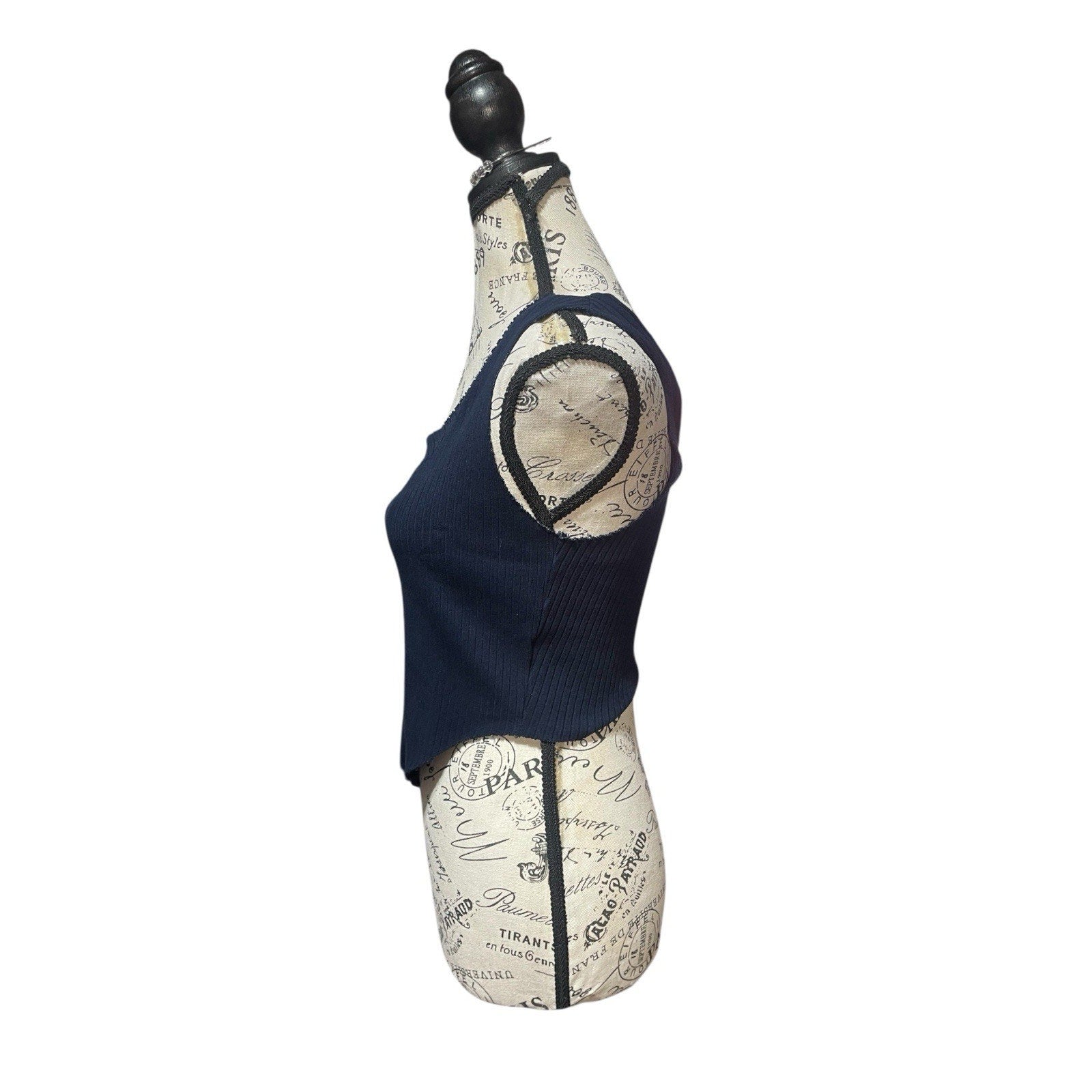 Cotton Citizen Ibiza Square Neck Tank Cropped Navy Blue Size M New