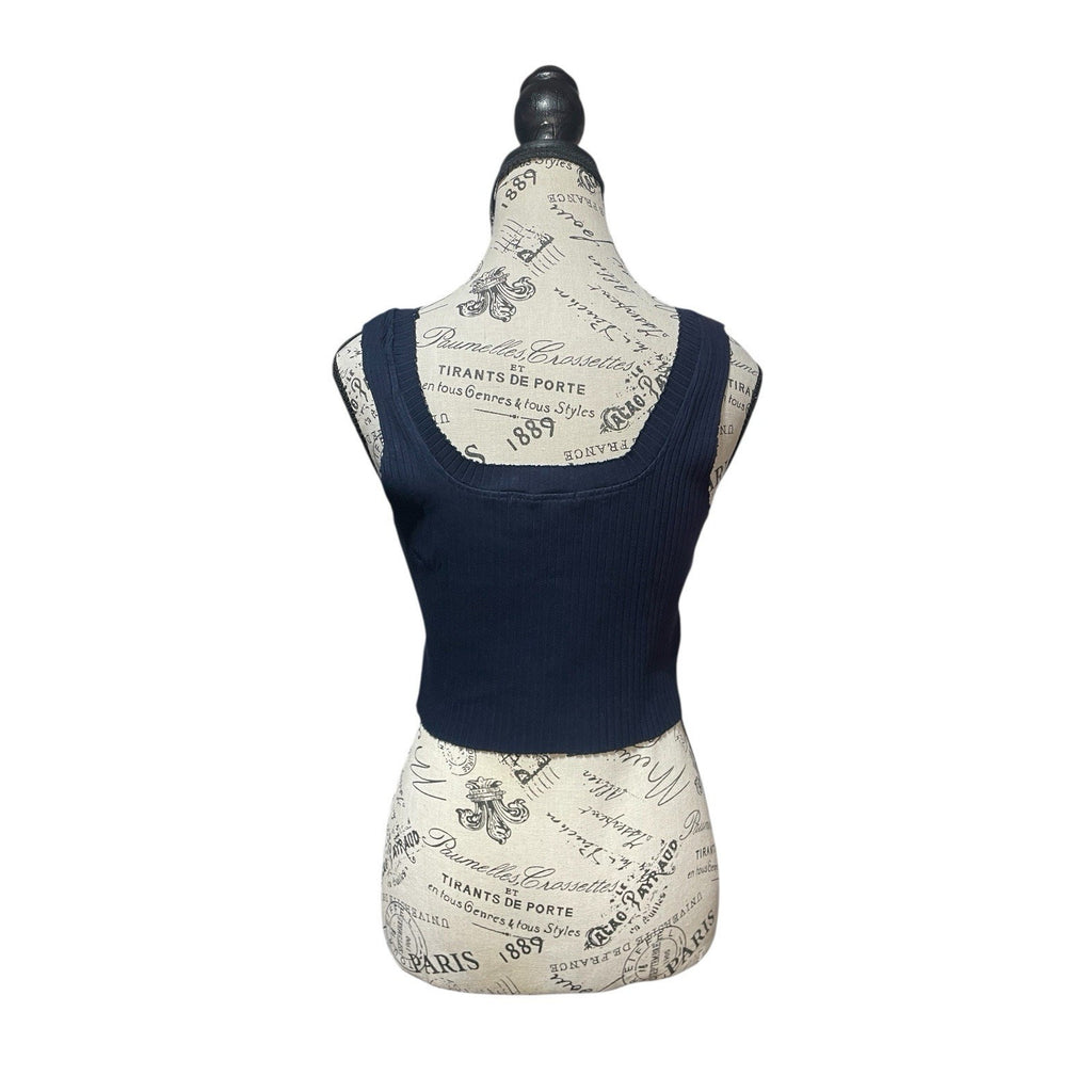 Cotton Citizen Ibiza Square Neck Tank Cropped Navy Blue Size M New