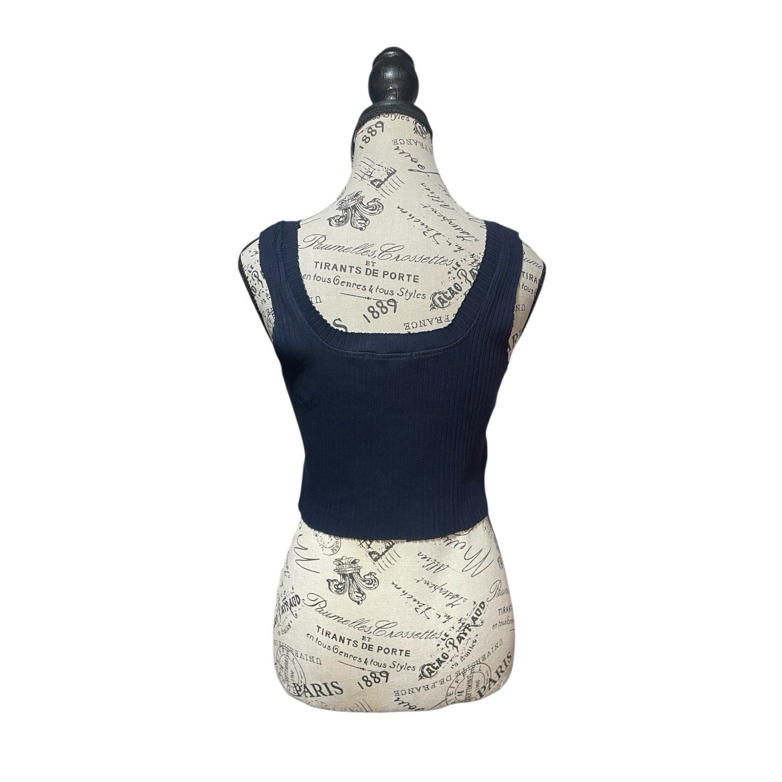 Cotton Citizen Ibiza Square Neck Tank Cropped Navy Blue Size M New