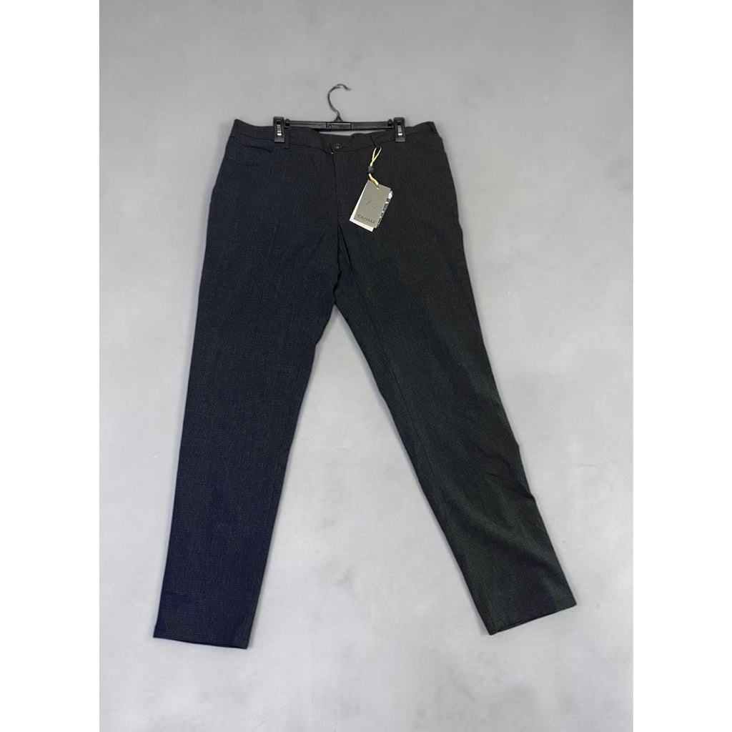 Canali Windowpane Plaid Wool Dress Pants in Charcoal Size 38 New