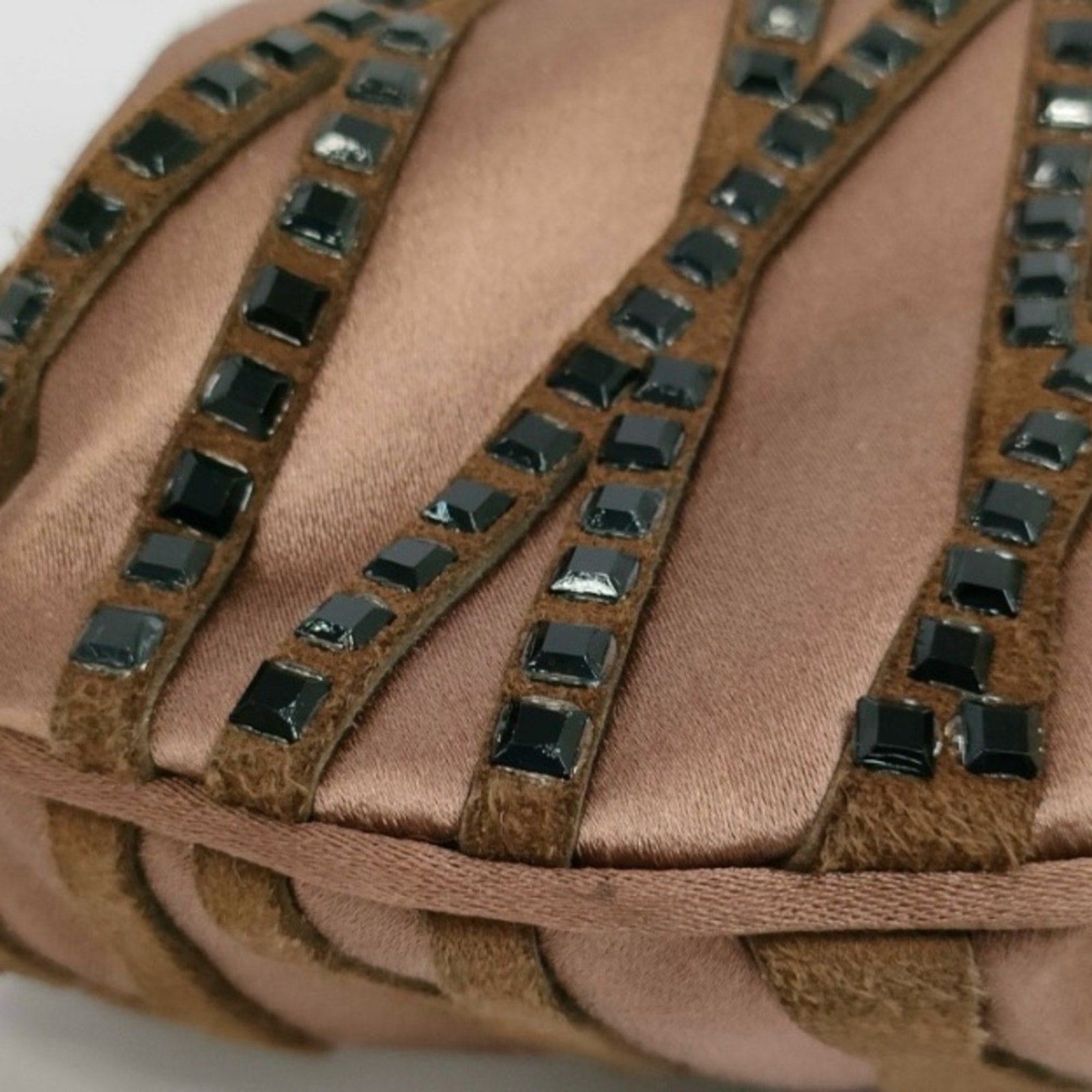 Giorgio Armani Brown Satin and Suede Beaded Women's Evening bag