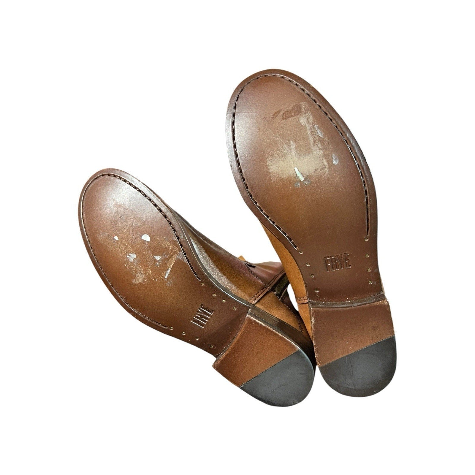 Frye Women's Marissa Medallion Leather Inside Zip Tall Boots in Cognac Womens 5