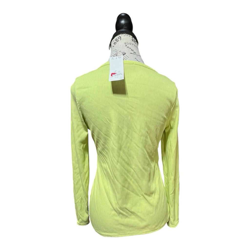 ASOS Designe Green Button Front Long Sleeve Ribbed Shirt Size 8