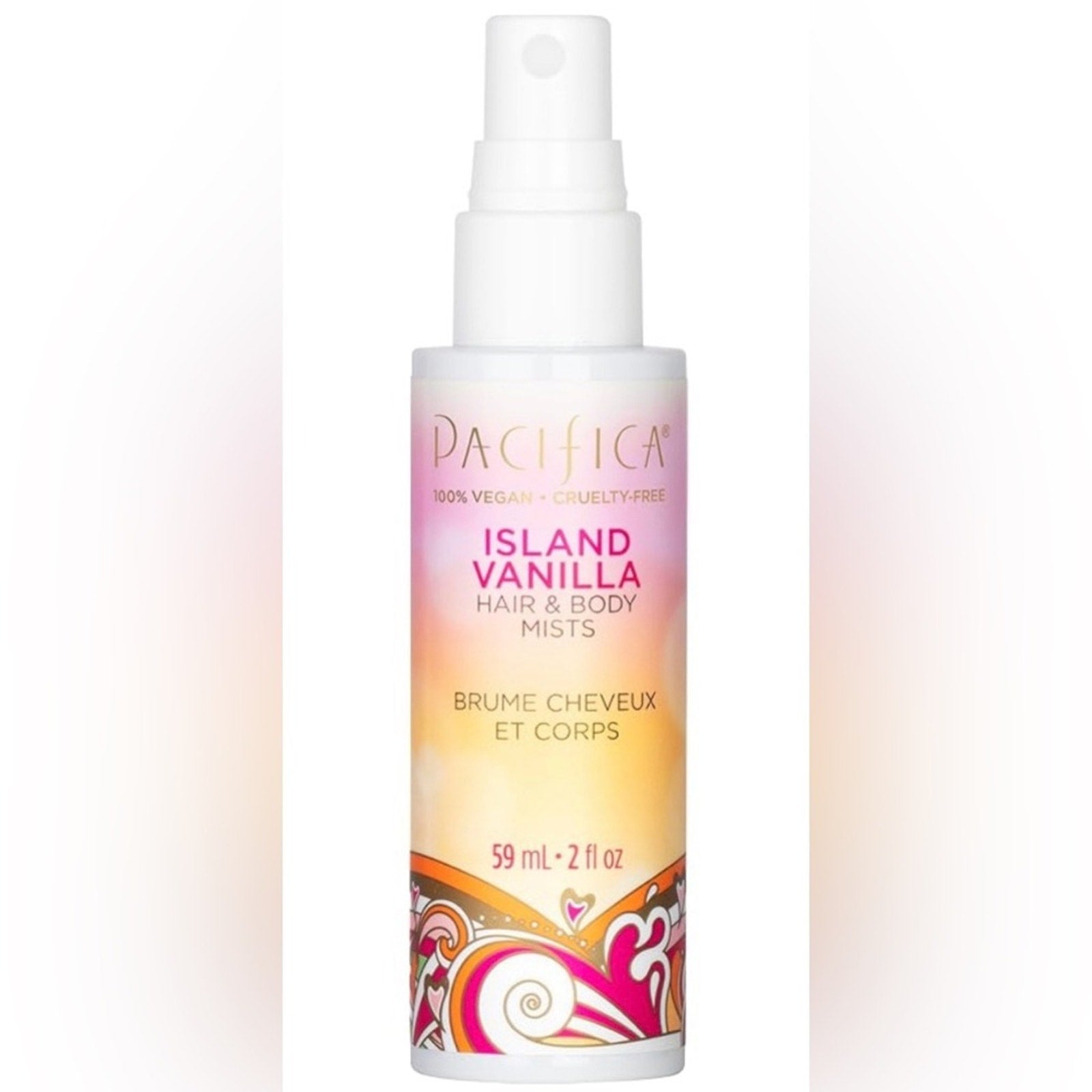 Pacifica Island Vanilla Mist with Pink and White Design 2oz
