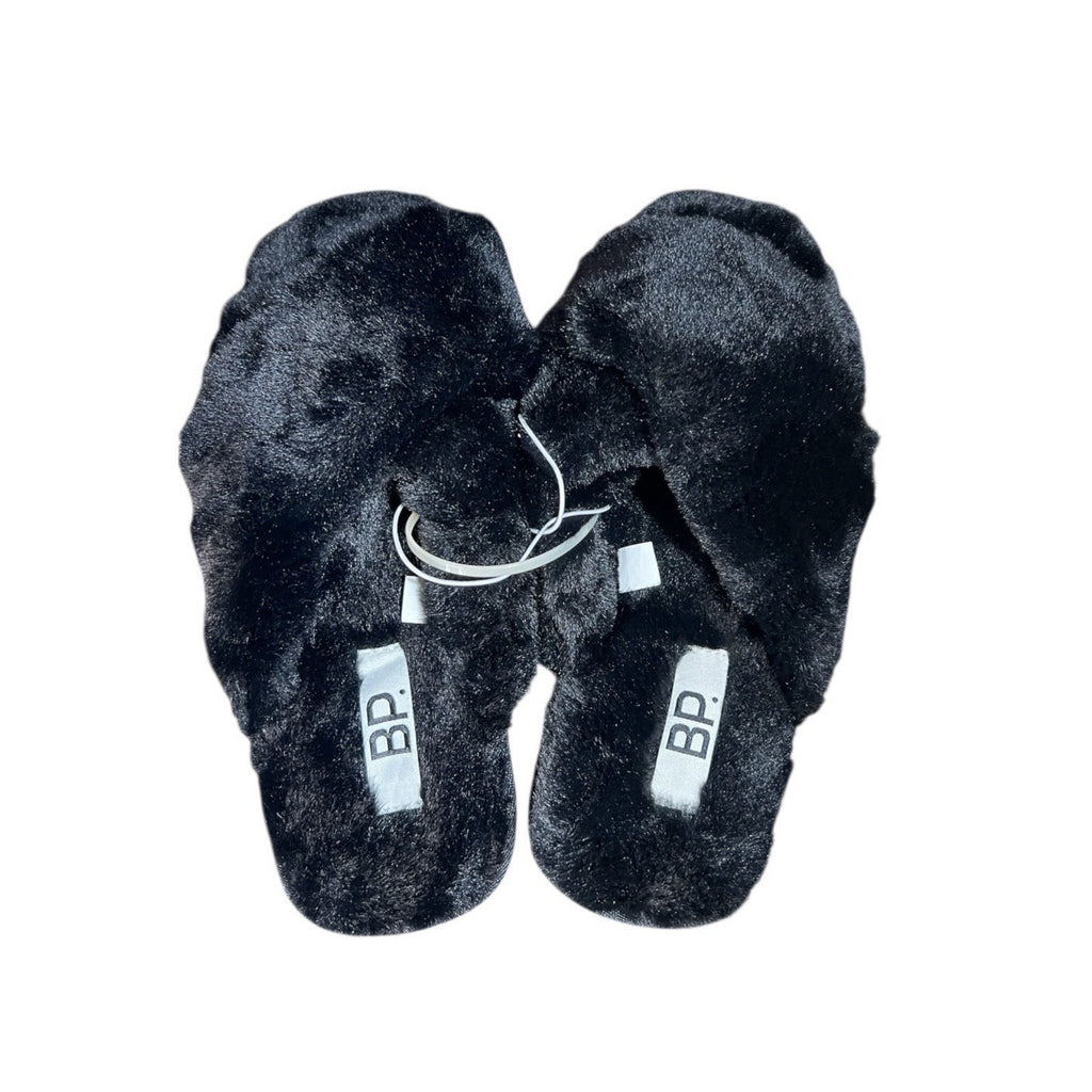 BP Faux Fur Black Slippers New Size S