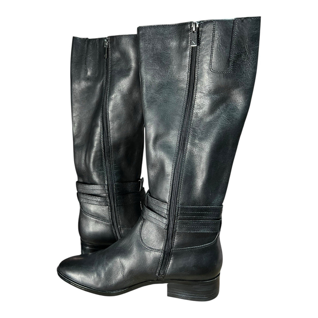 Naturalizer Women's Reid High Shaft Riding Boots in black leather Size 10