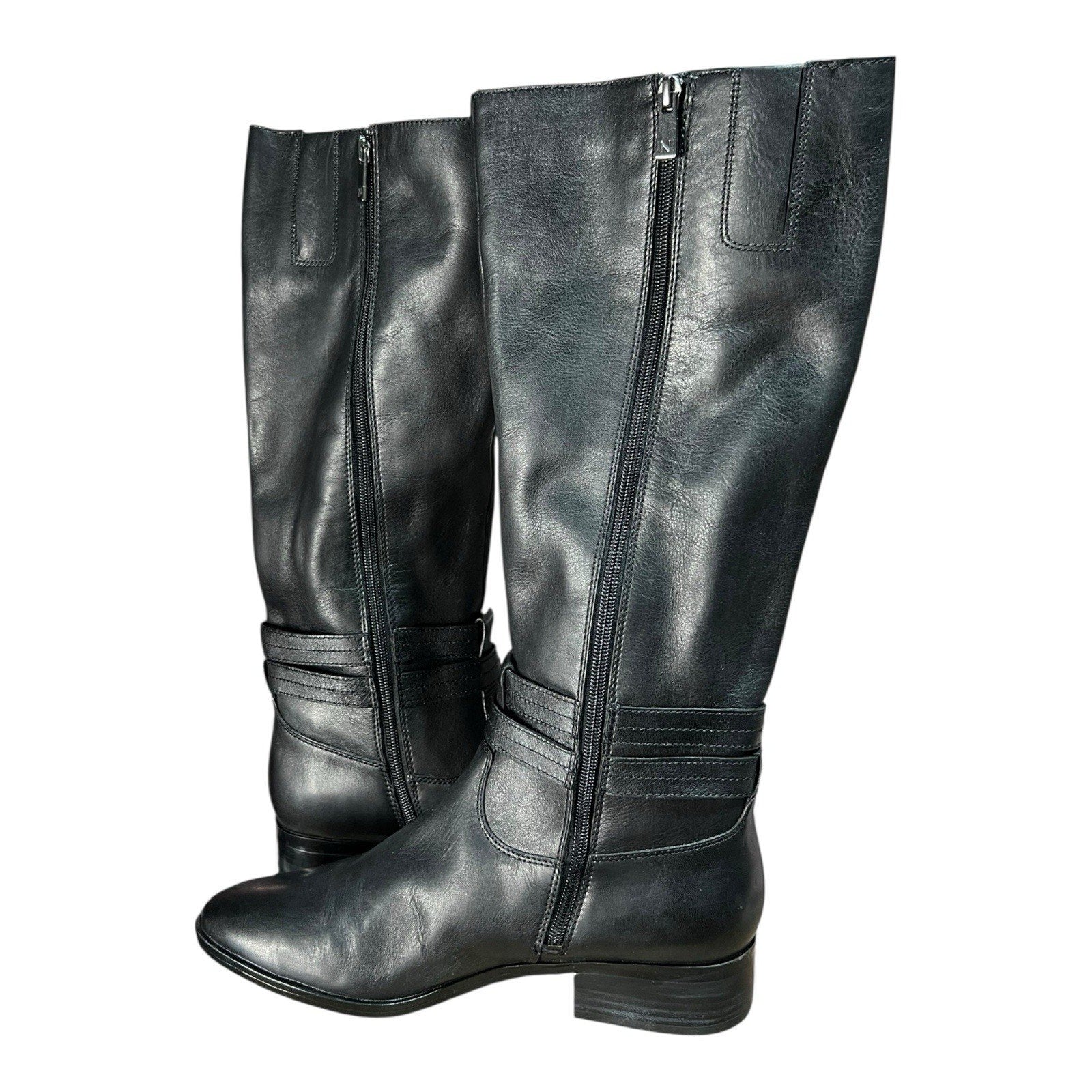 Naturalizer Women's Reid High Shaft Riding Boots in black leather Size 10