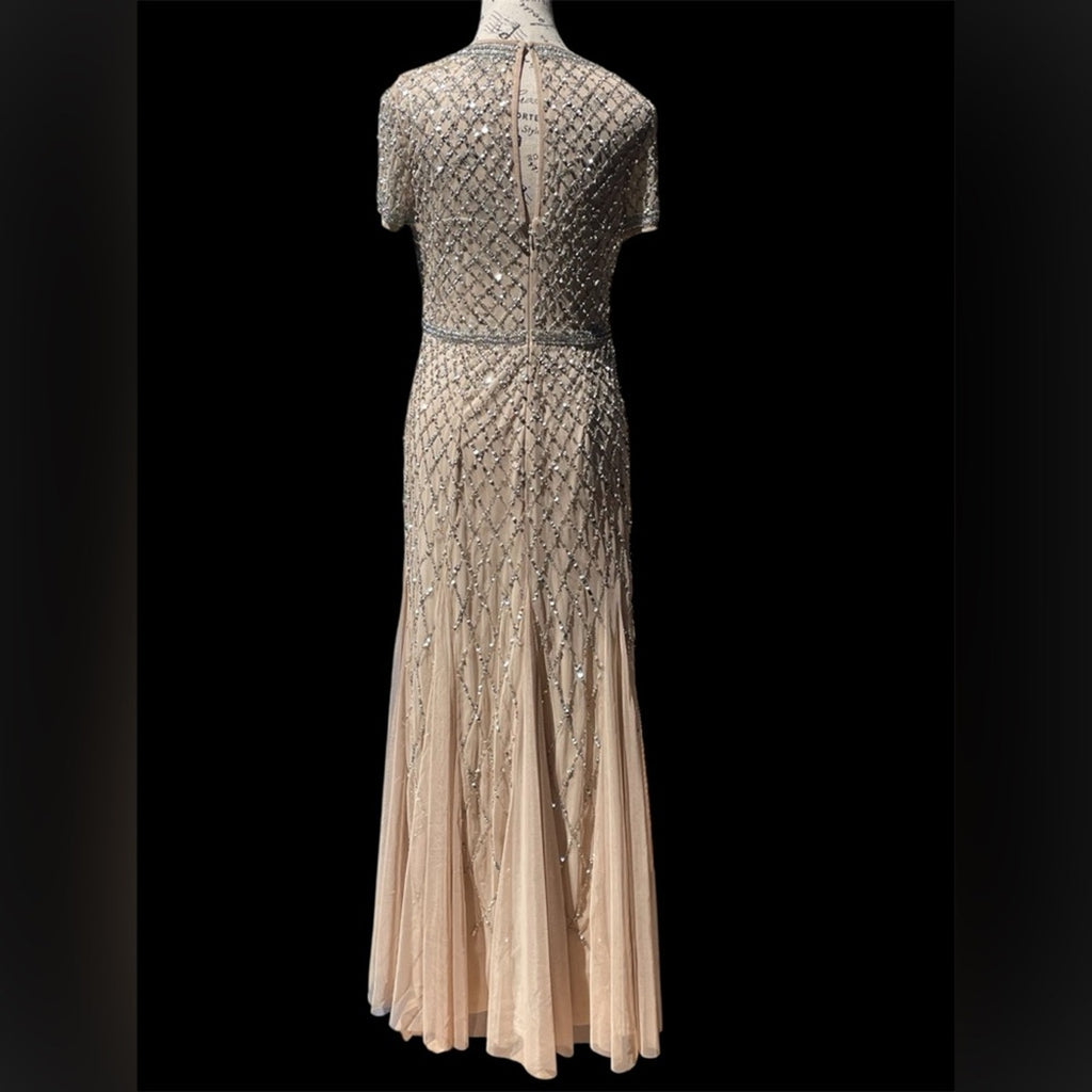 Adrianna Papell Elegant Cream Beaded Evening Gown NWT 12p