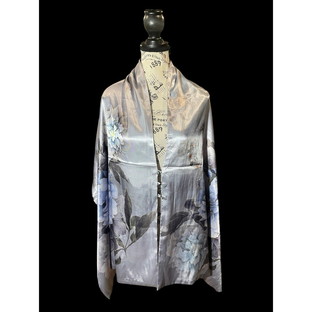 Vintage Japanese 100% Silk Haori Shawl - Buttery Soft, Button Front