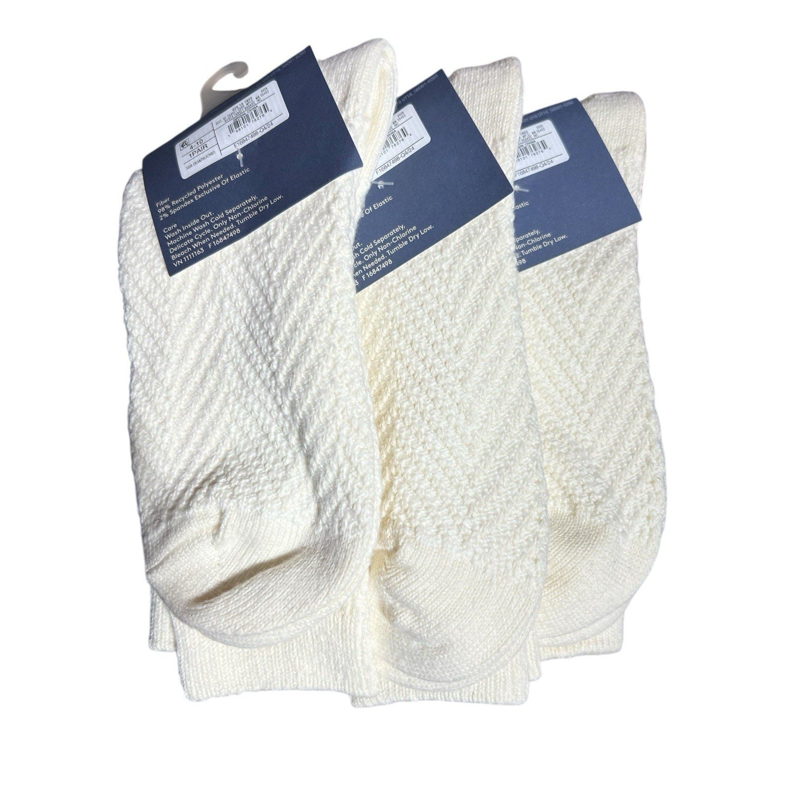 Universal Thread Ivory Crew Boot Sock Women’s Size 4-10 Pack Of 3 New