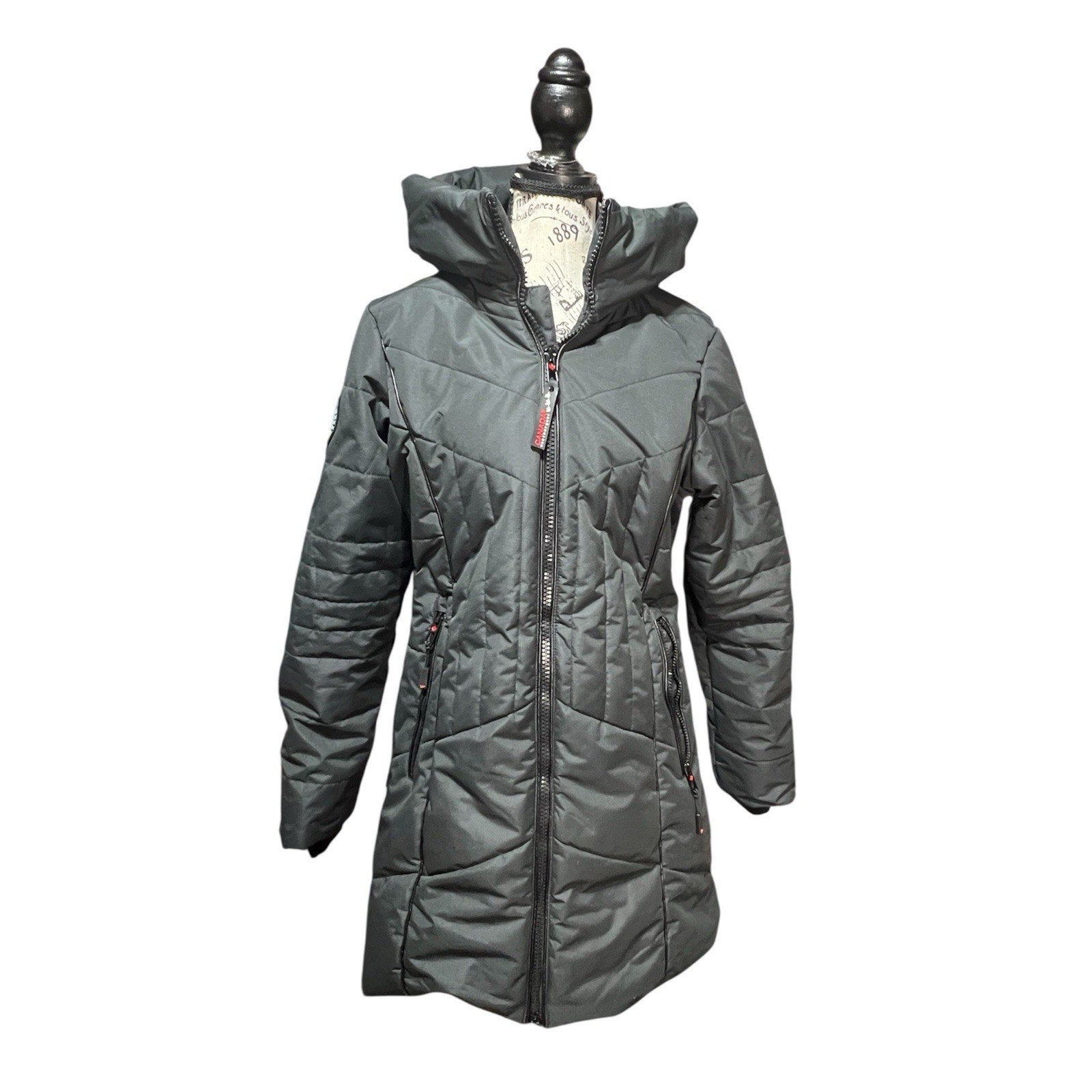 Canada Weather Guard Black Hooded Puffer Coat NWT $260 MSRP Size M
