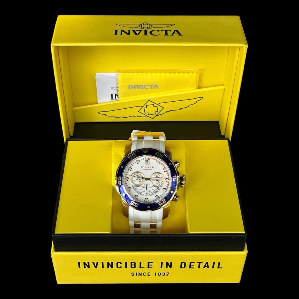 Invicta Men's Pro Diver With White Silicone Band And Blue Bezel 48MM