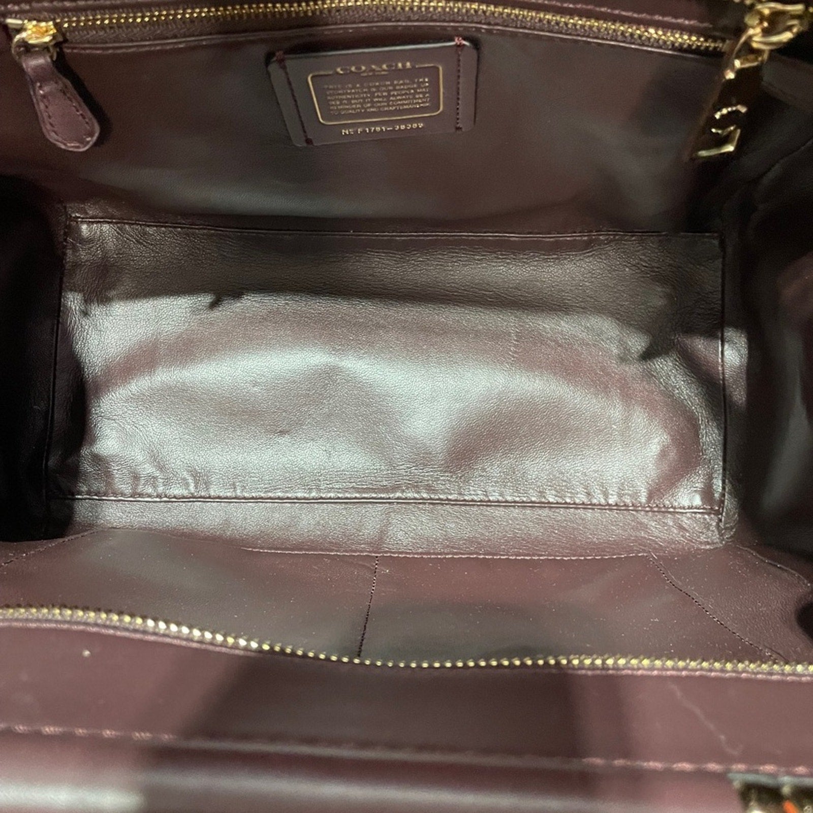 Coach Drifter Burgundy Leather Hand Bag with Gold Chain Pre Owned