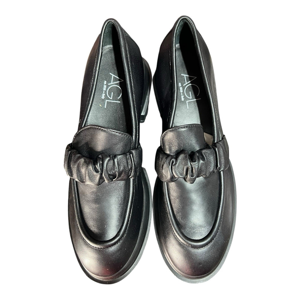 AGL Celeste Leather Platform Lug Loafer Shoes Black Size EU 39.5