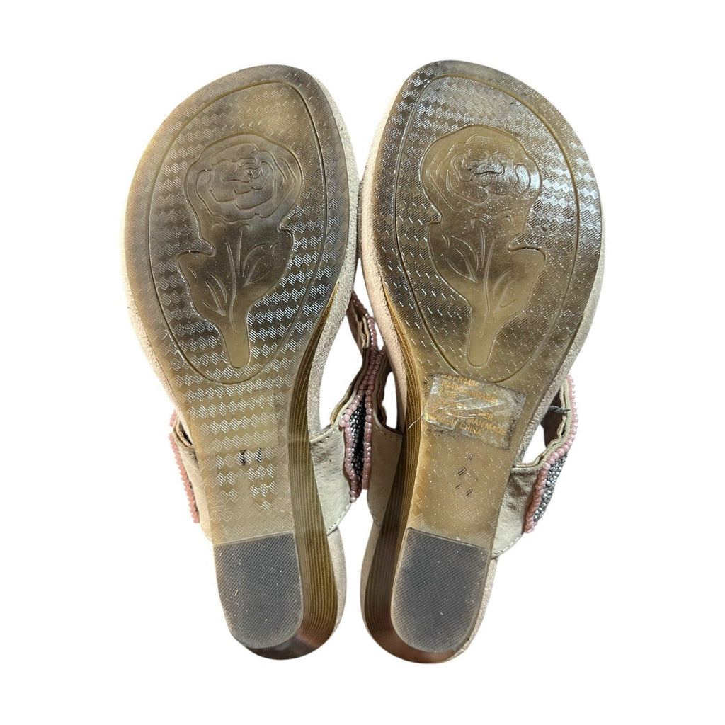 Rialto Beaded Sandals With 3 In Wedge Heel Size 7.5