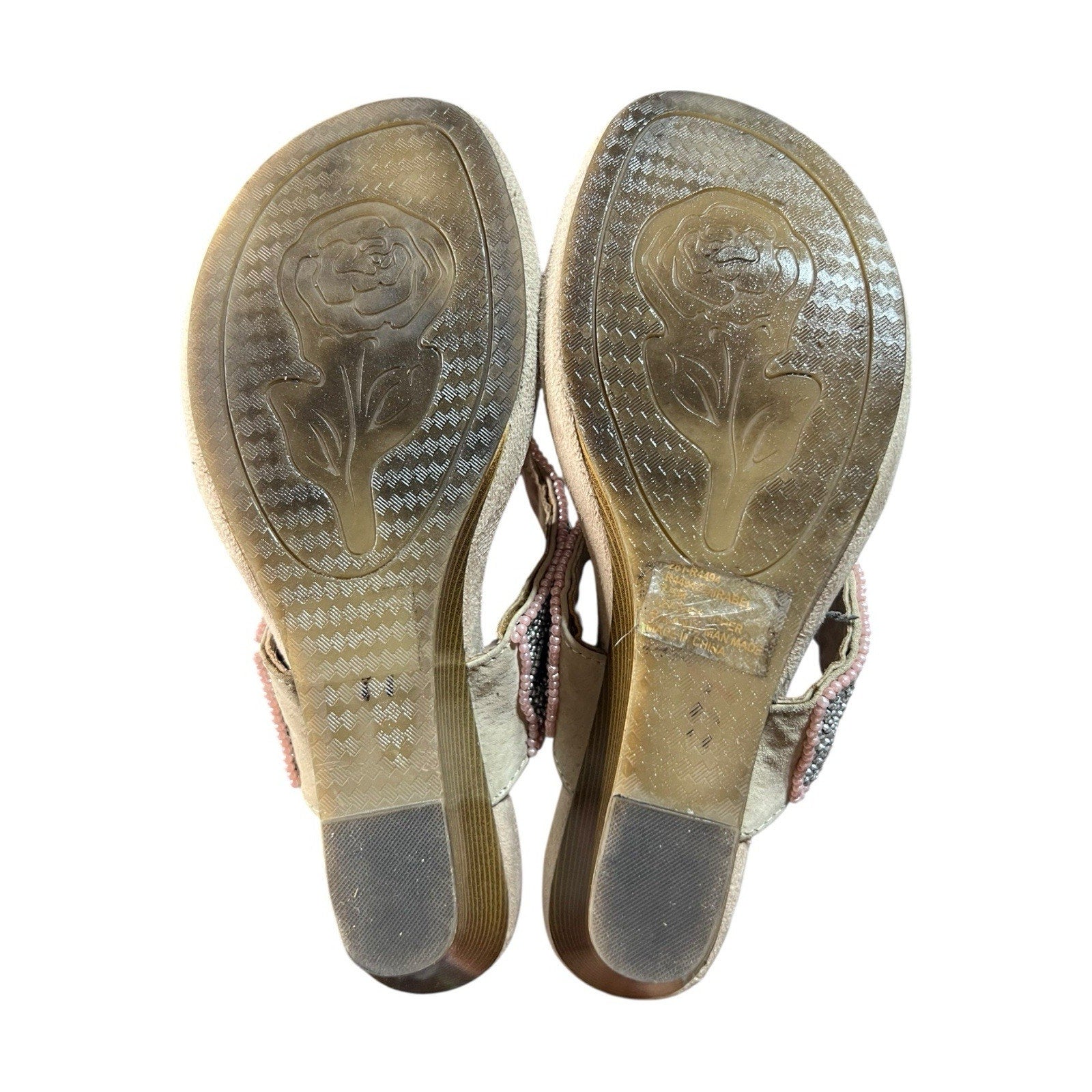 Rialto Beaded Sandals With 3 In Wedge Heel Size 7.5