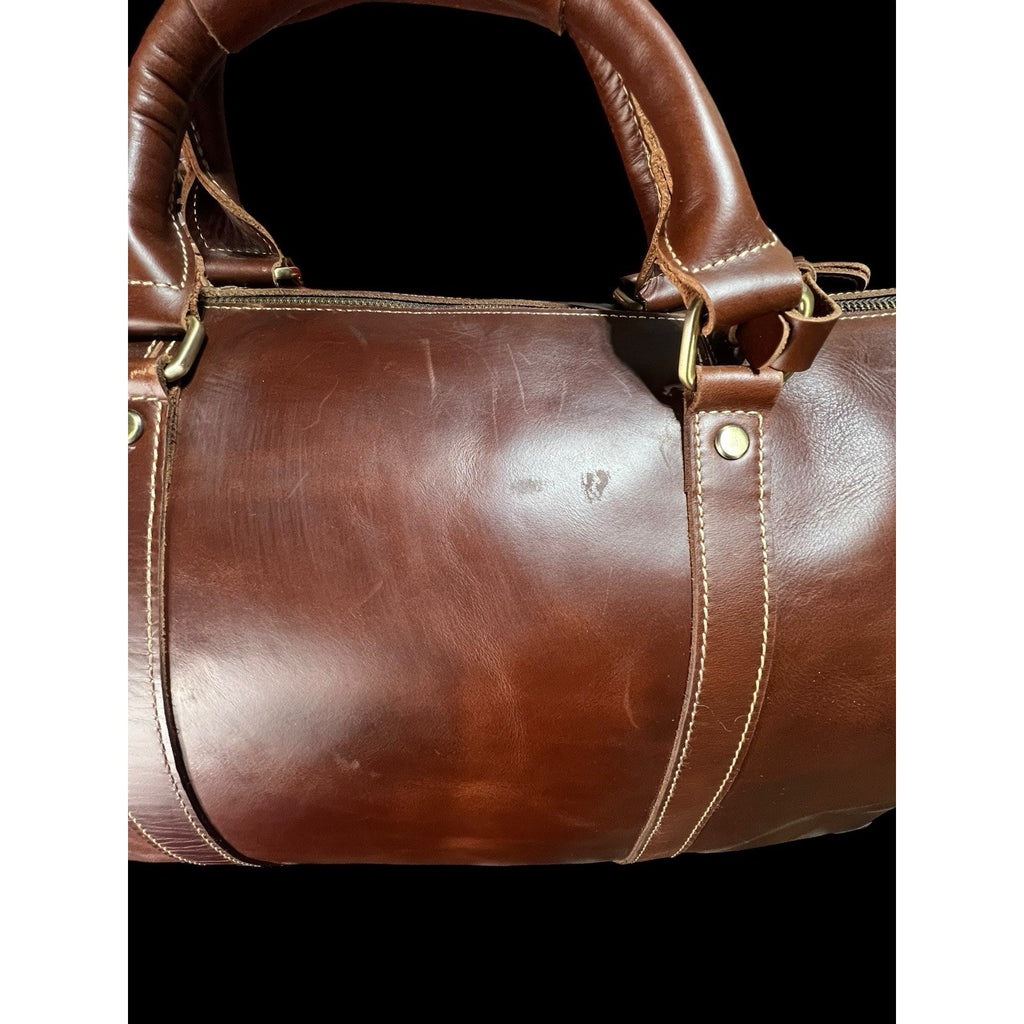 Leather Pilot Style Duffle Bag 19x13x10