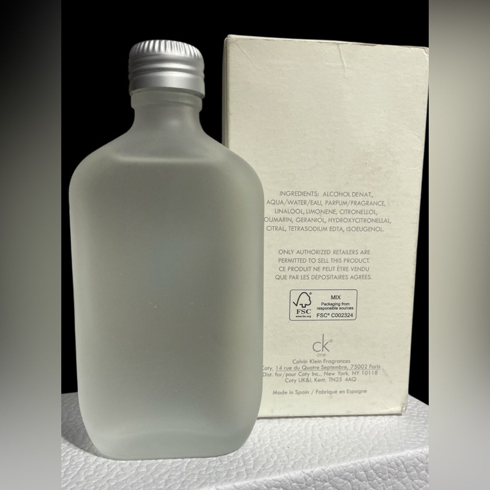 Calvin Klein CK One Frosted White Bottle 3.4 Oz unisex NIB