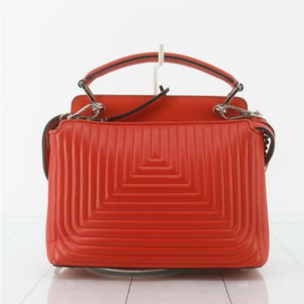 Fendi Dotcon Orange Leather Quilted Shoulder Bag