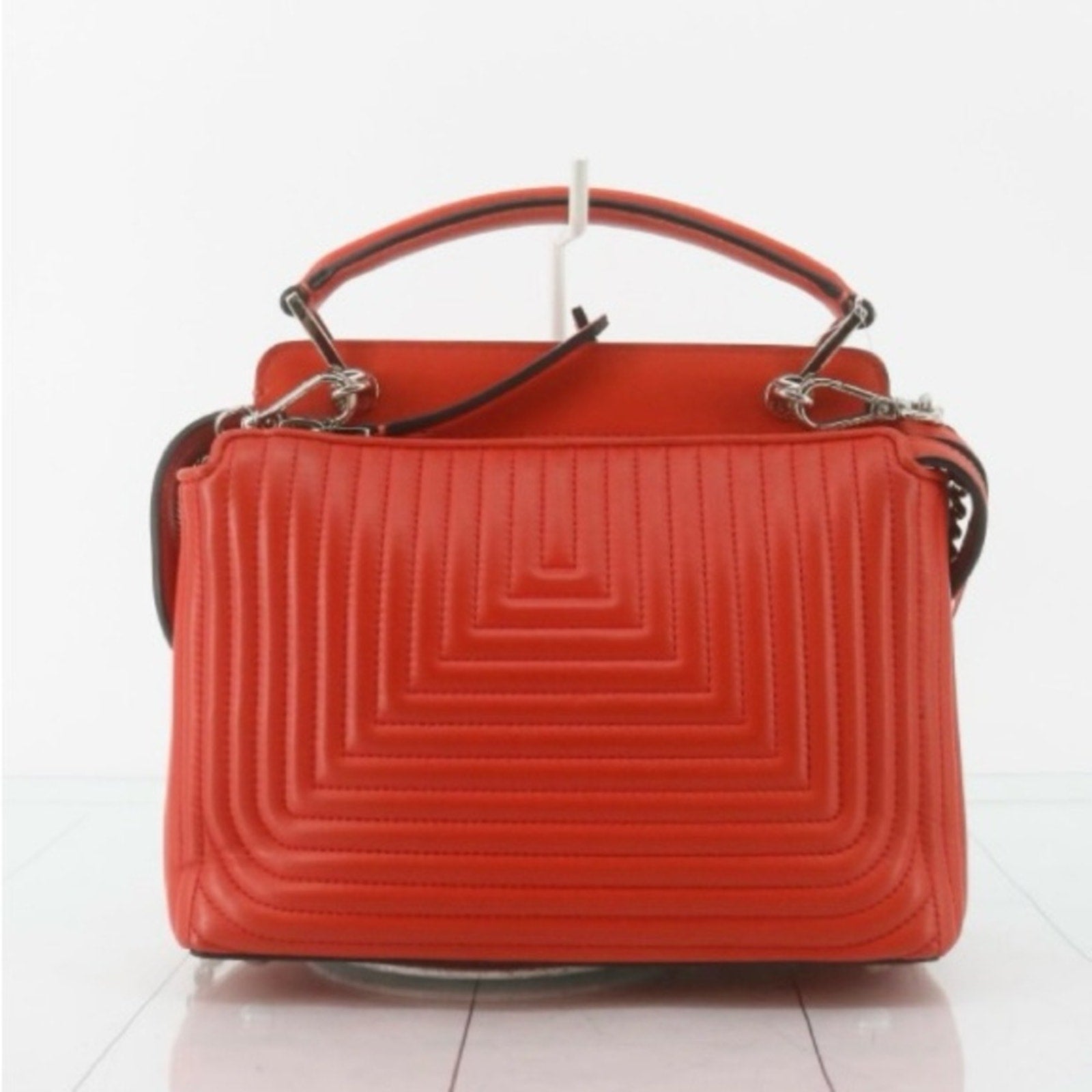 Fendi Dotcon Orange Leather Quilted Shoulder Bag