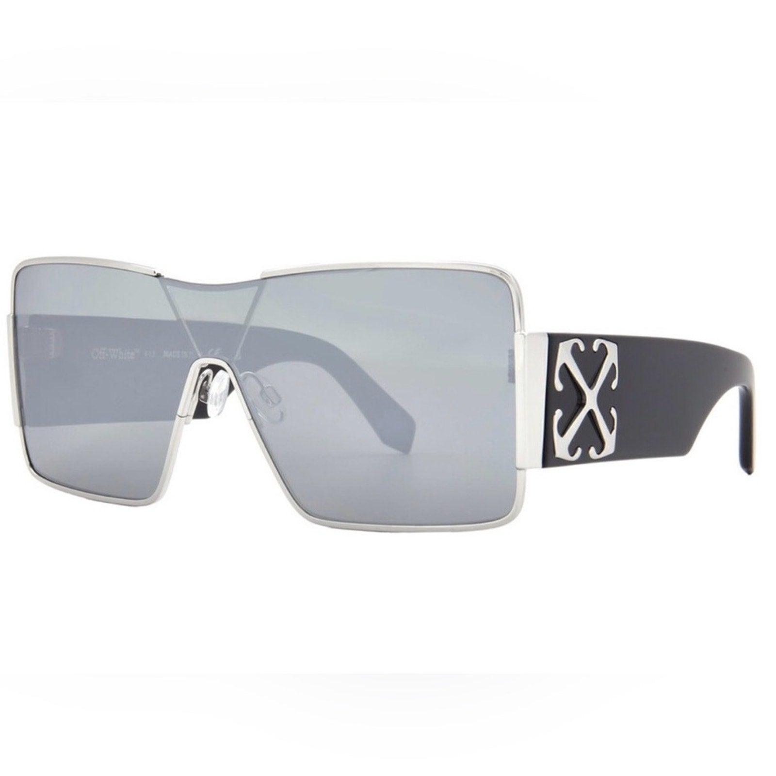 Off White Aspen Silver Mirror Stylish Black and Silver Sunglasses NWT MSRP $465
