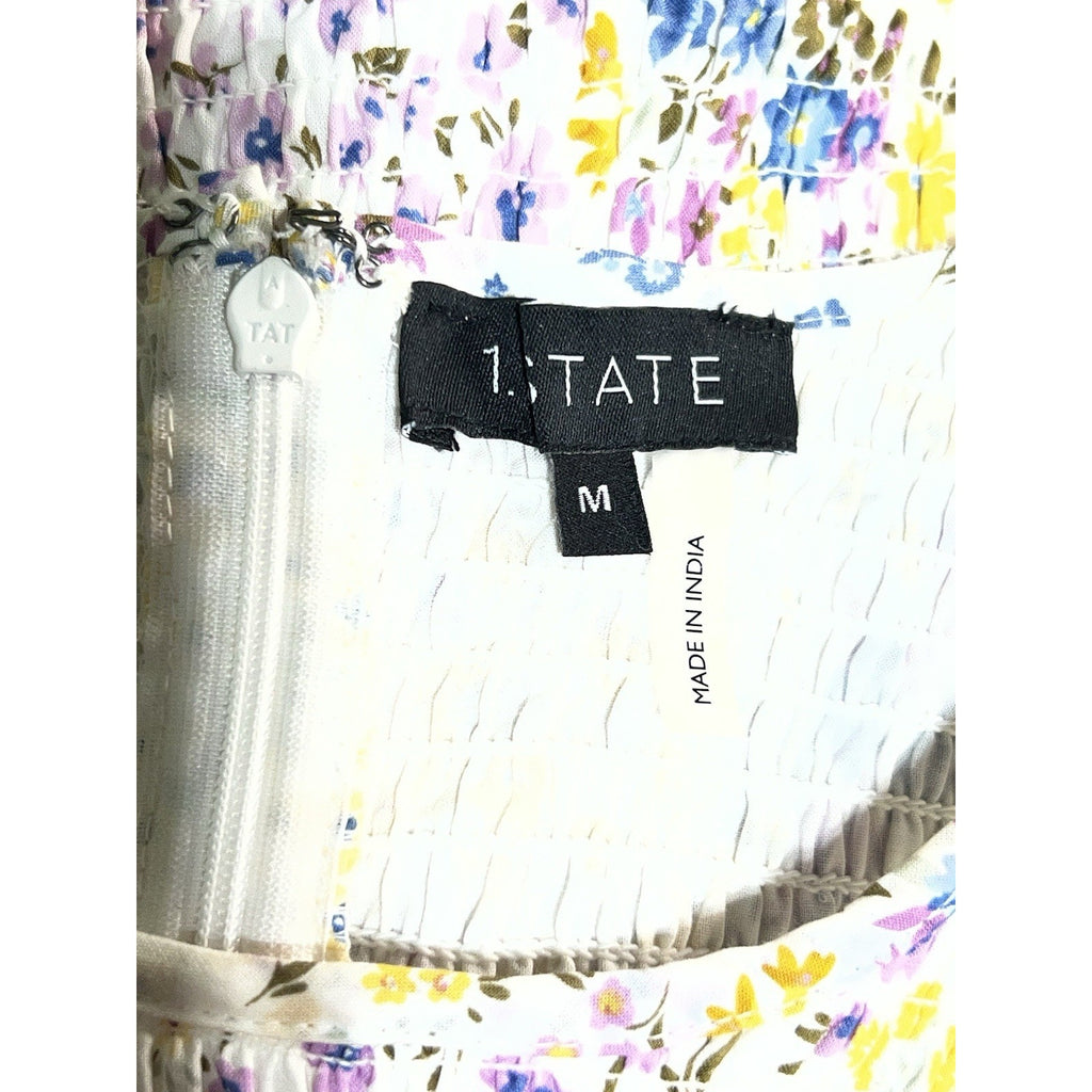 1. States mocked Floral Print Blouse Women’s Short Size M NWT