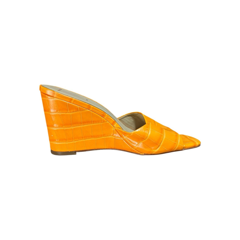 Black Suede Studio Paloma Sandals Vibrant Orange Croc Embossed EU 40 US 9.5