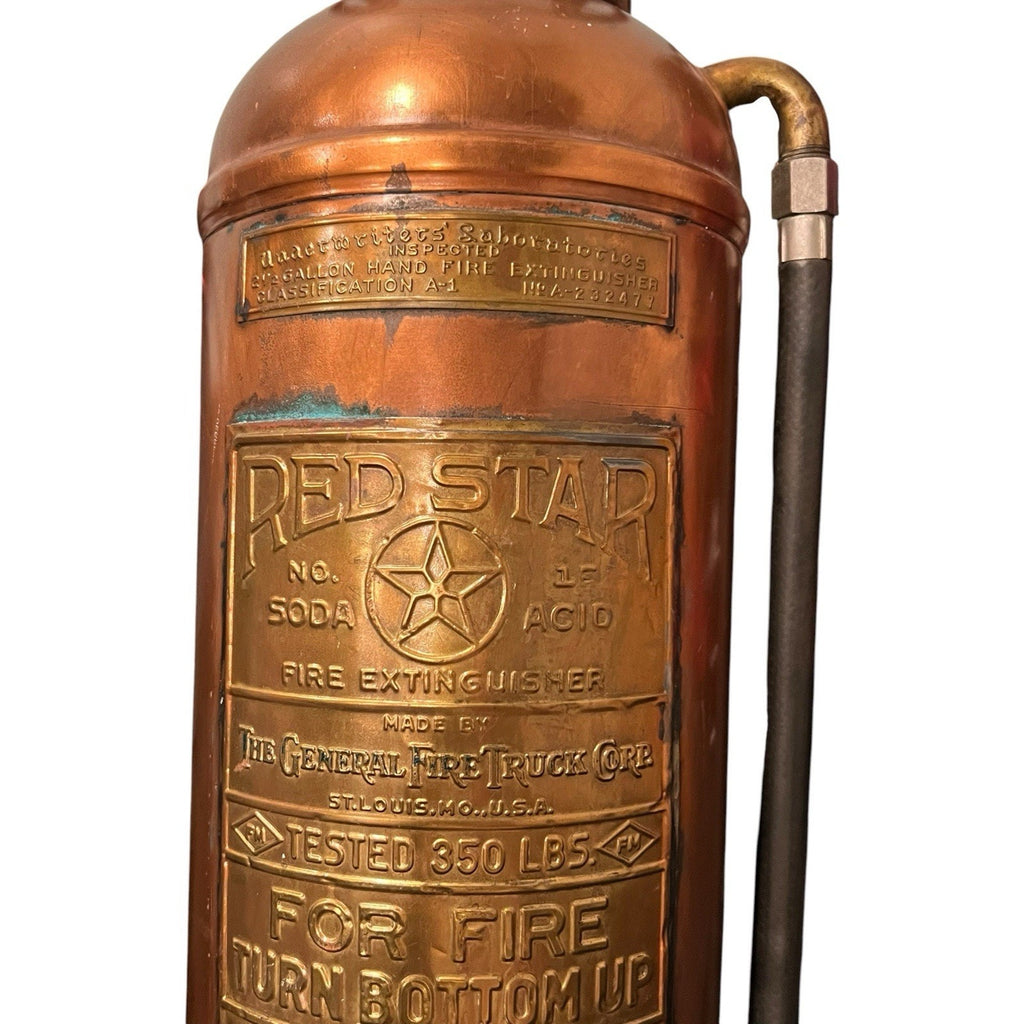 Red Star Vintage Copper / Brass Fire Extinguisher