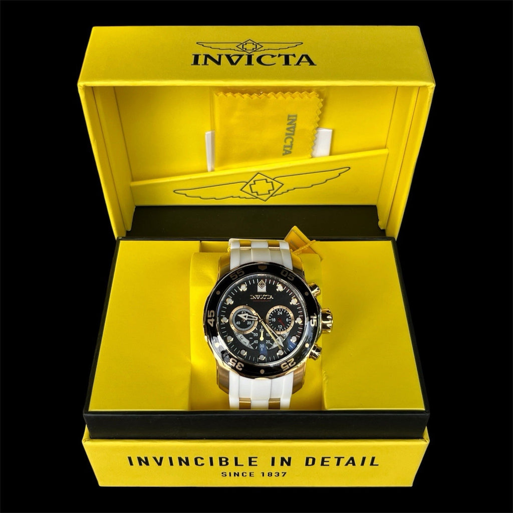 Invicta Pro Diver 20289 wristwatch 48MM Black Dial With White Silicone Band