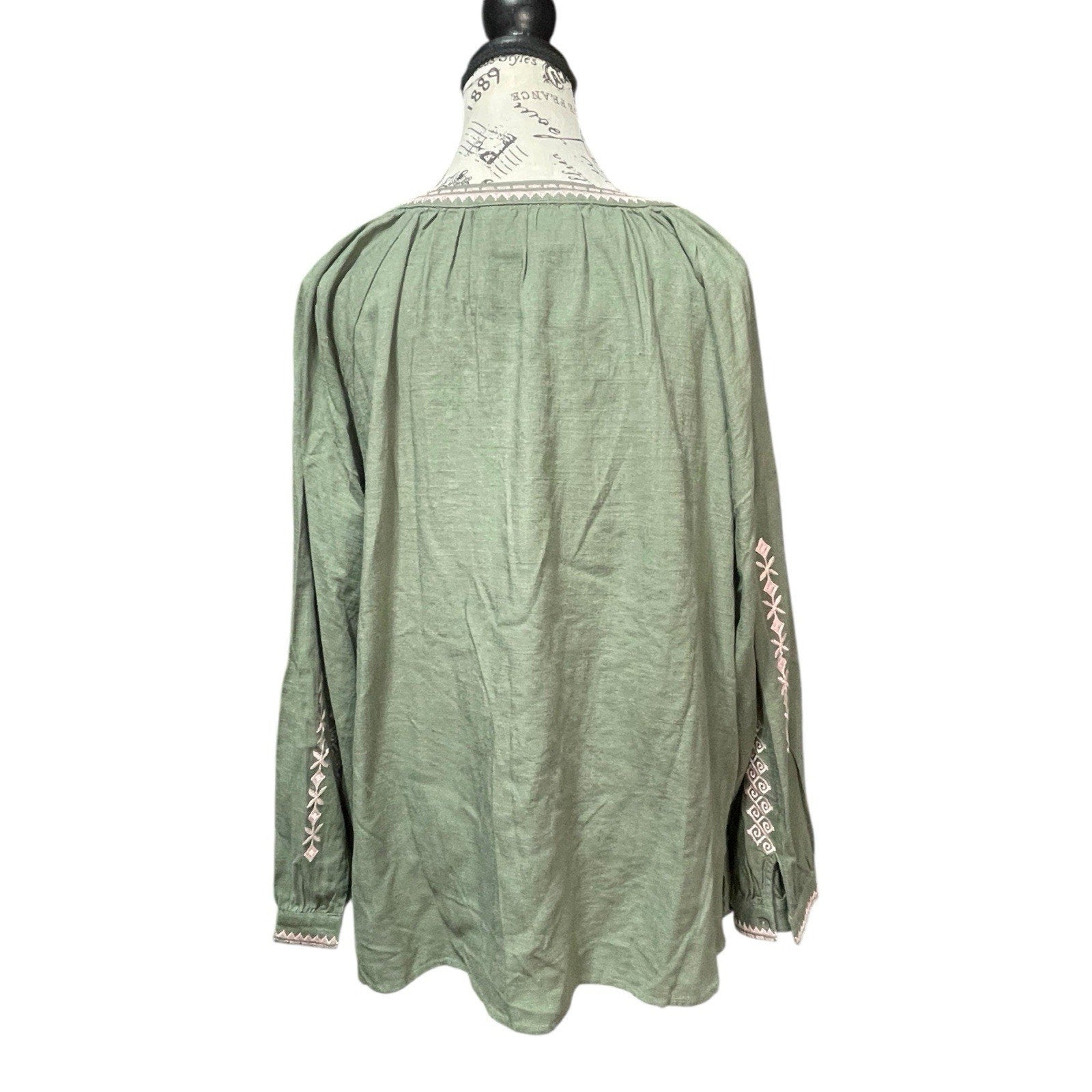 Paparazzi Boho Olive Green Linen Blend Blouse NWT size Xl Women’s