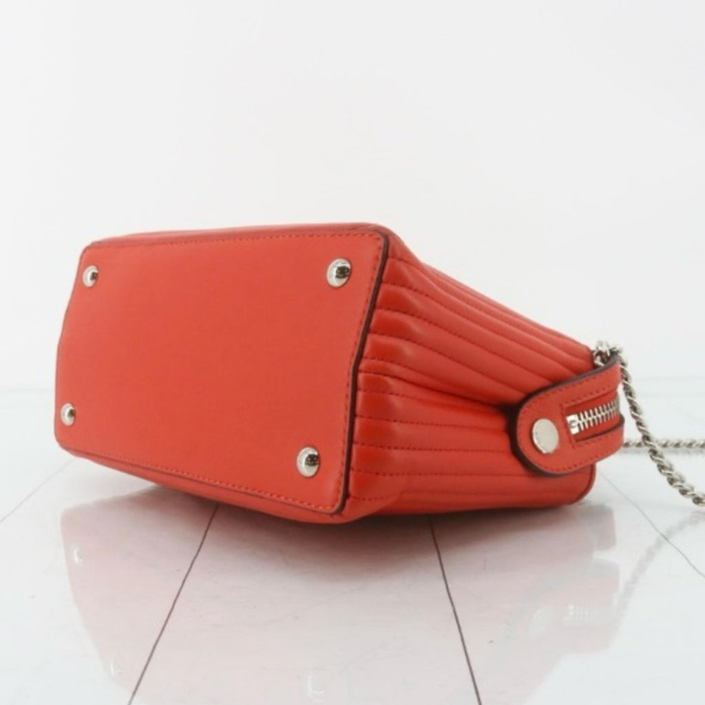 Fendi Dotcon Orange Leather Quilted Shoulder Bag