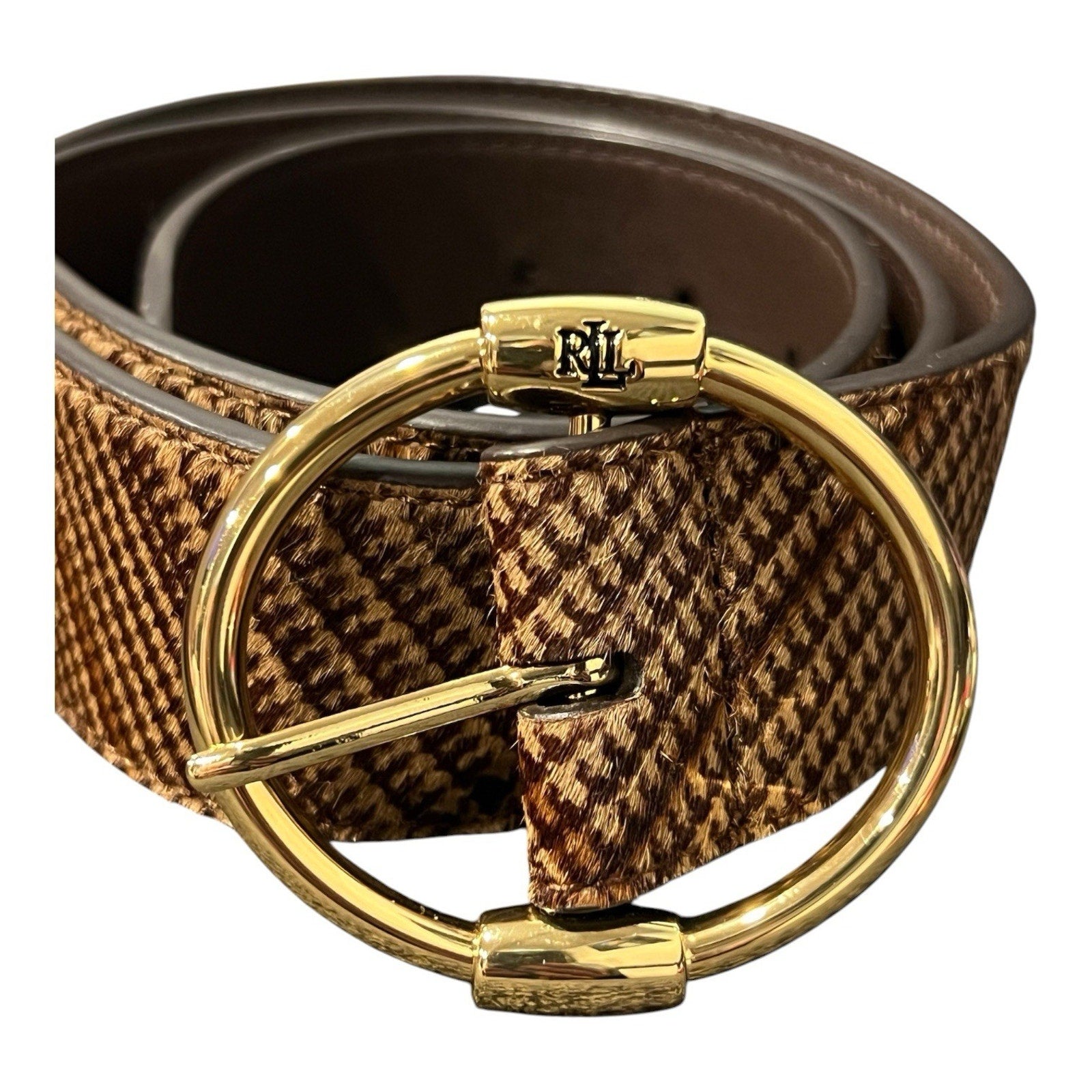 Lauren Ralph Lauren Women's Glen Plaid Haircalf Wide Belt Size S MSRP $115 New