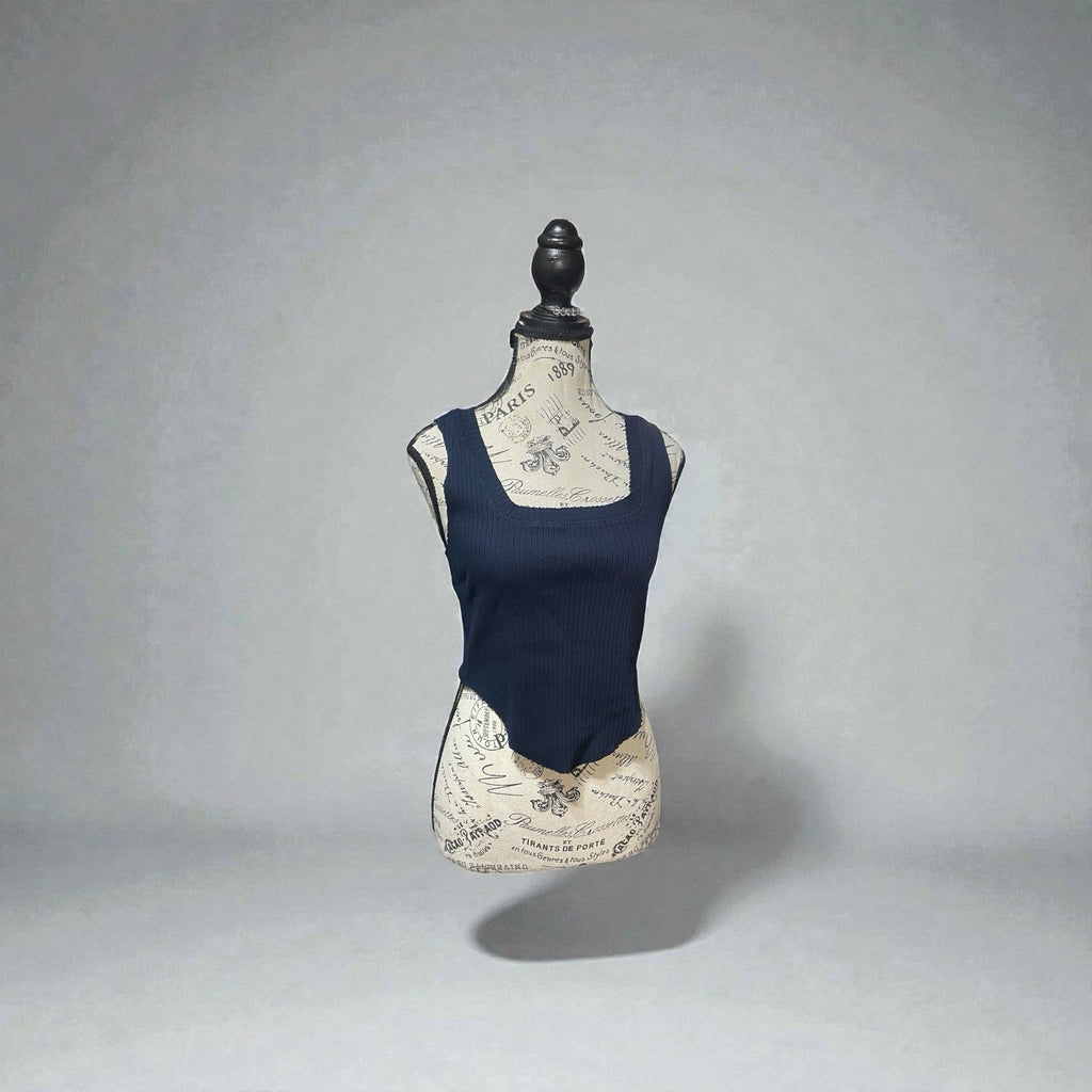 Cotton Citizen Ibiza Square Neck Tank Cropped Navy Blue Size M New