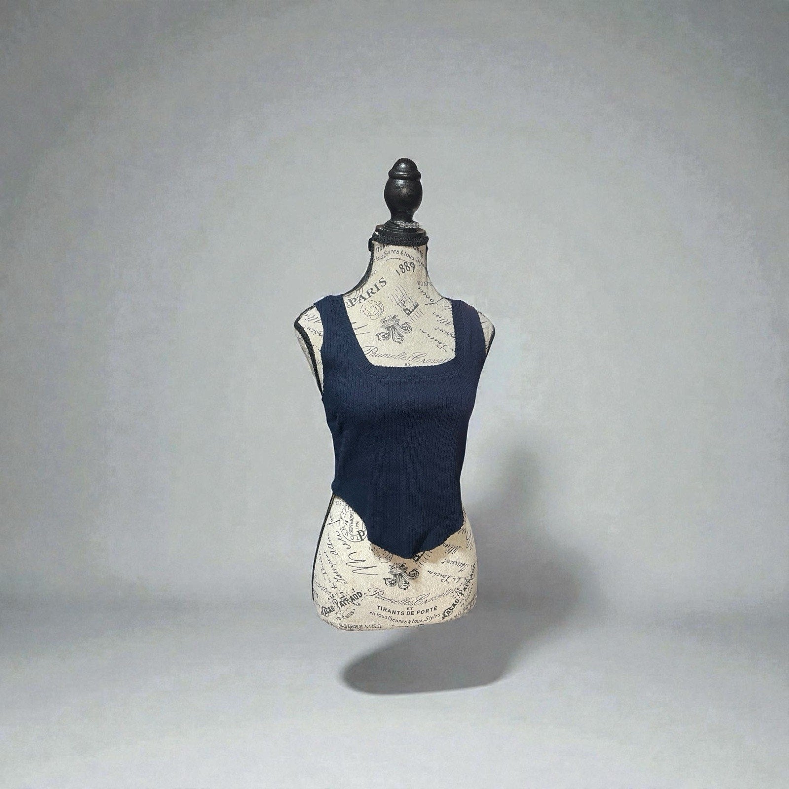 Cotton Citizen Ibiza Square Neck Tank Cropped Navy Blue Size M New