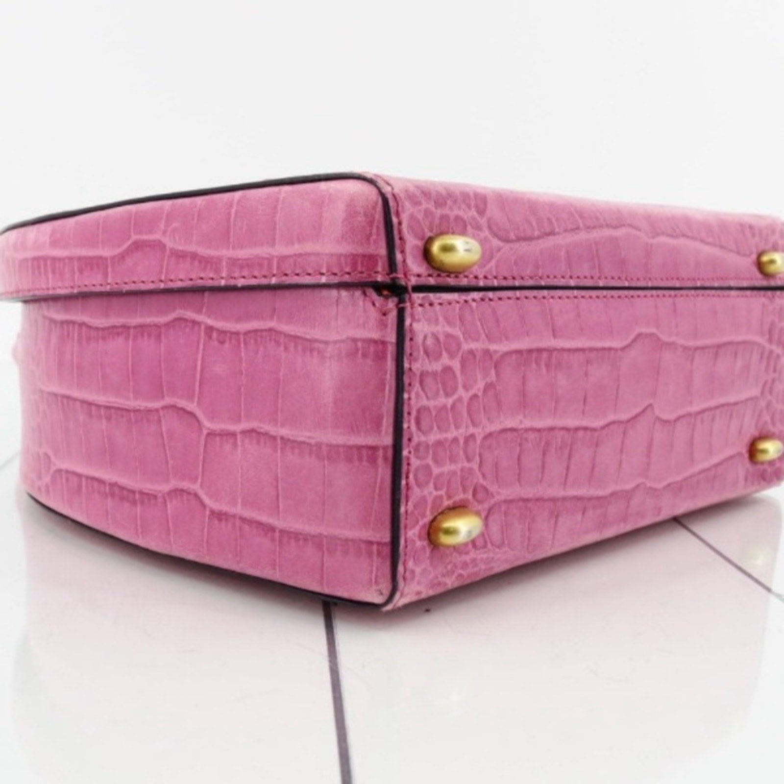 Celine Pink Crocodile-Embossed Women's Hand bag