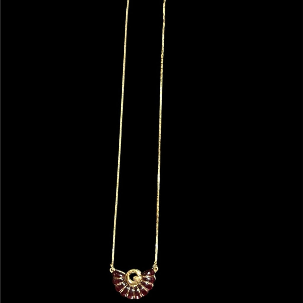 Givenchy Gold Necklace with Maroon Cabochons 14 in Chain