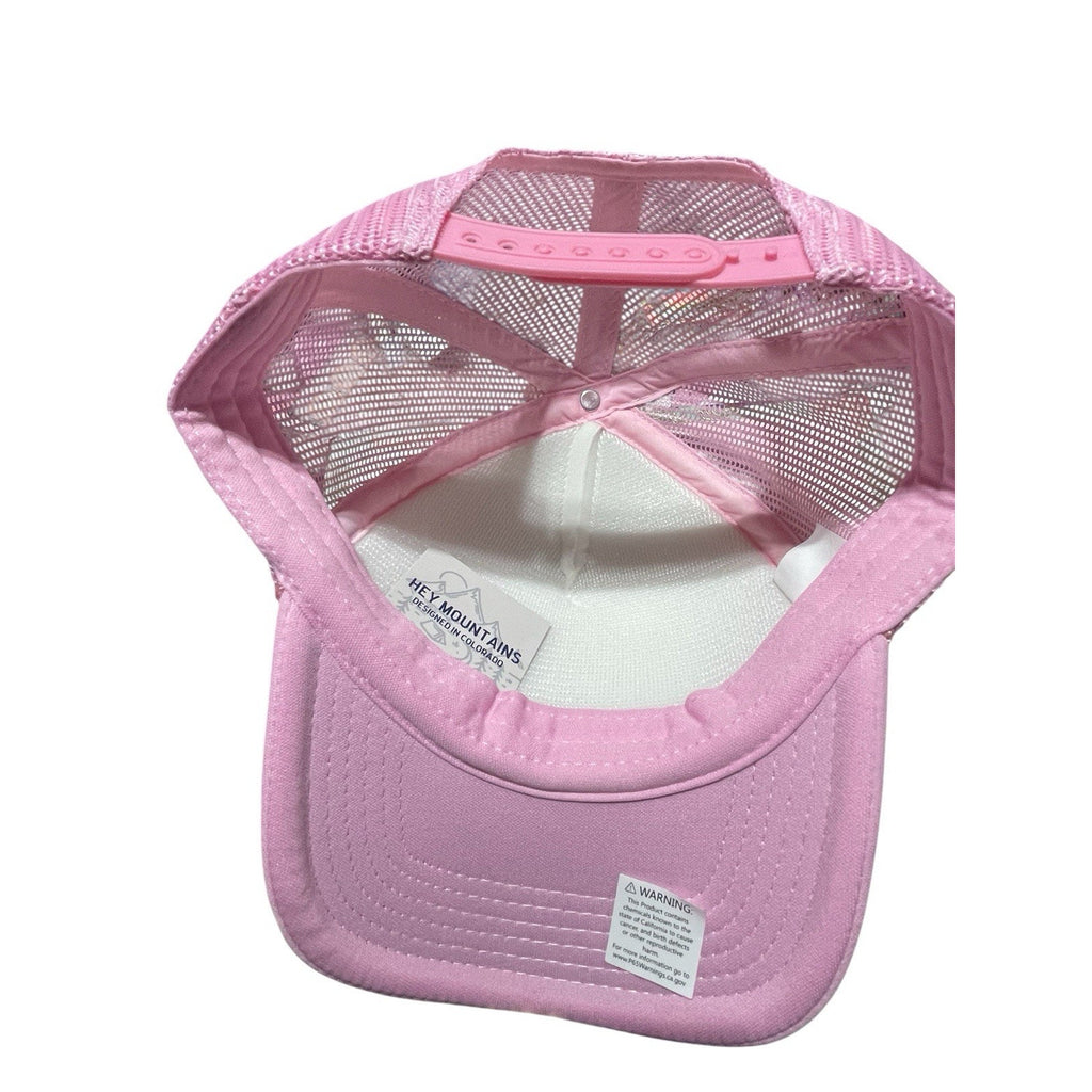 Lake Tahoe Baby Pink Mesh Snapback Hat New