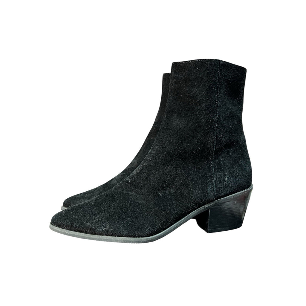 Lisa Vickey Black Suede Ankle Booties Women’s Size 7M With 2 In Heel