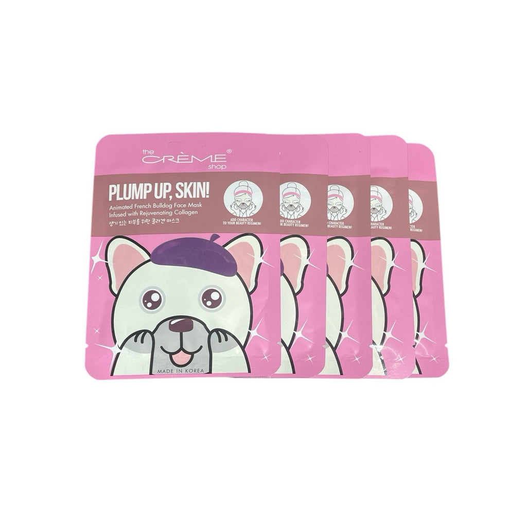 The Crème Shop Plump Up Skin French Bulldog Face Mask Set Of 5 New