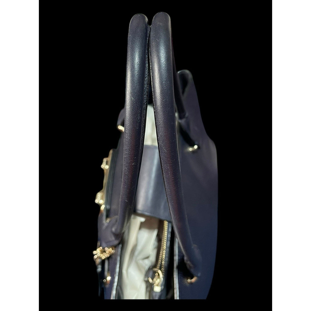 Coach Swagger Shoulder bag in navy Blue pebbled leather.