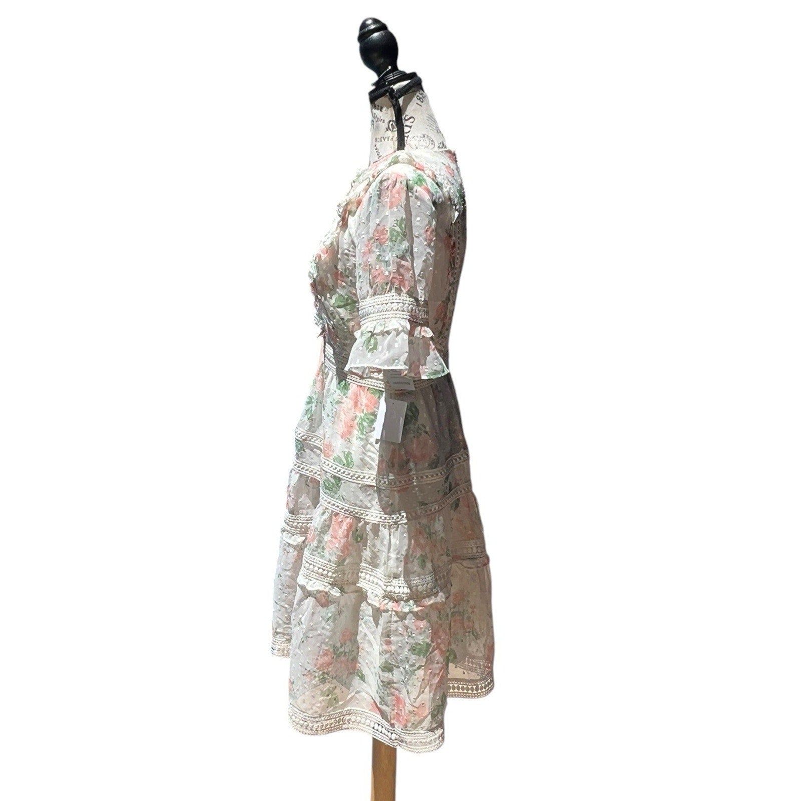 Rachel Parcell mini dress features a pink and green floral print Size XS New