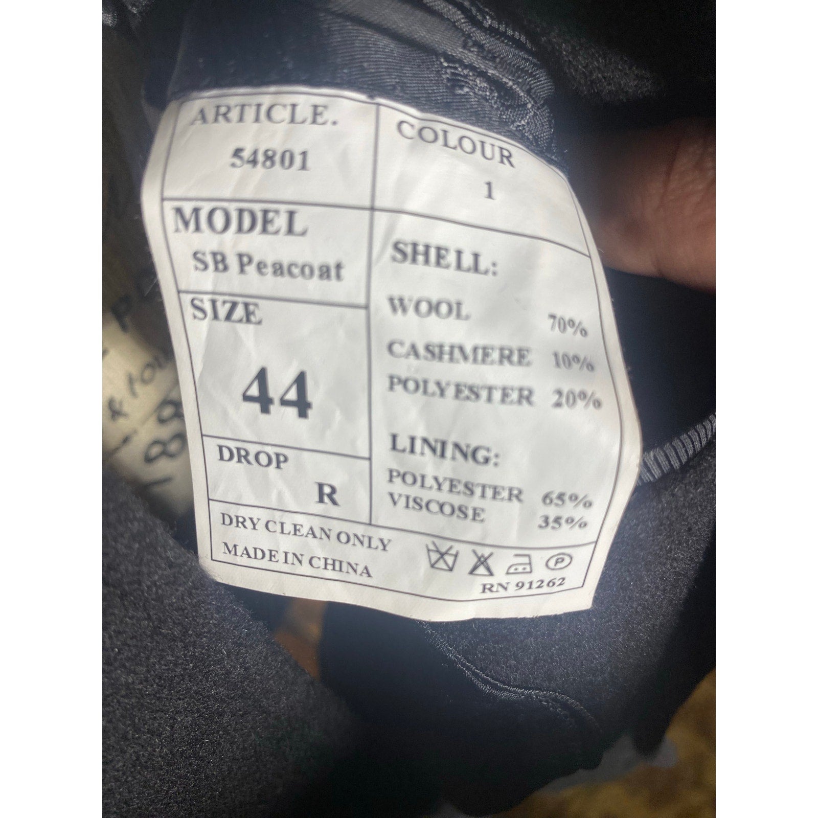 Mantoni Wool Cashmere Blend Peacoat Men’s Size 44 SB
