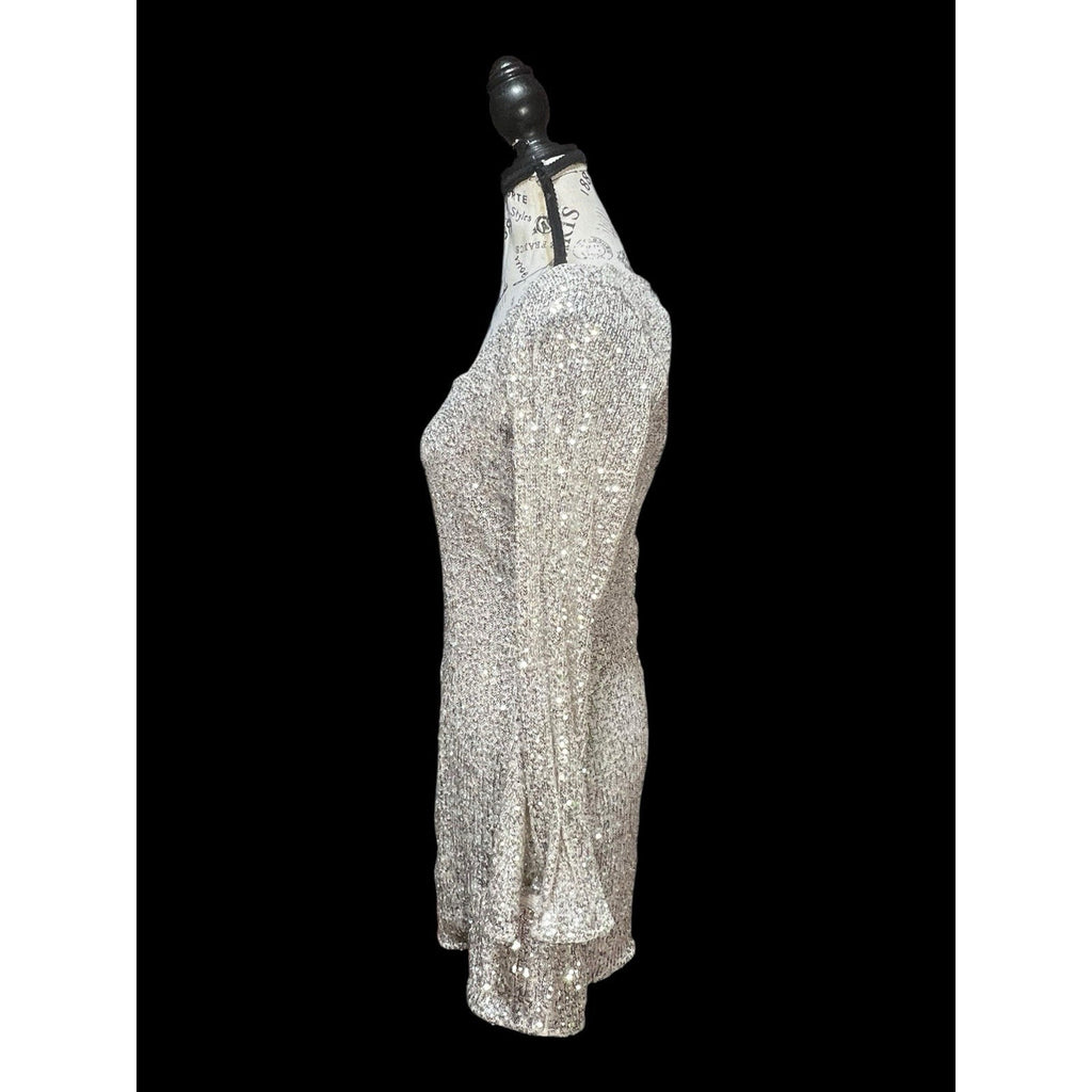 River Island Silver Sequin Dress Women’s Size 8 NWT