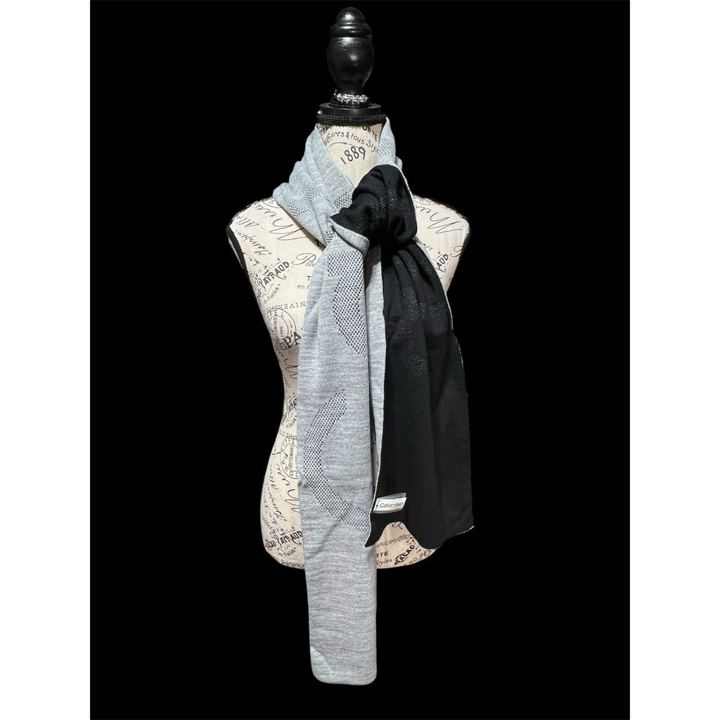 Calvin Klein Black And Gray Scarf And Beanie Set NWT $98 MSRP