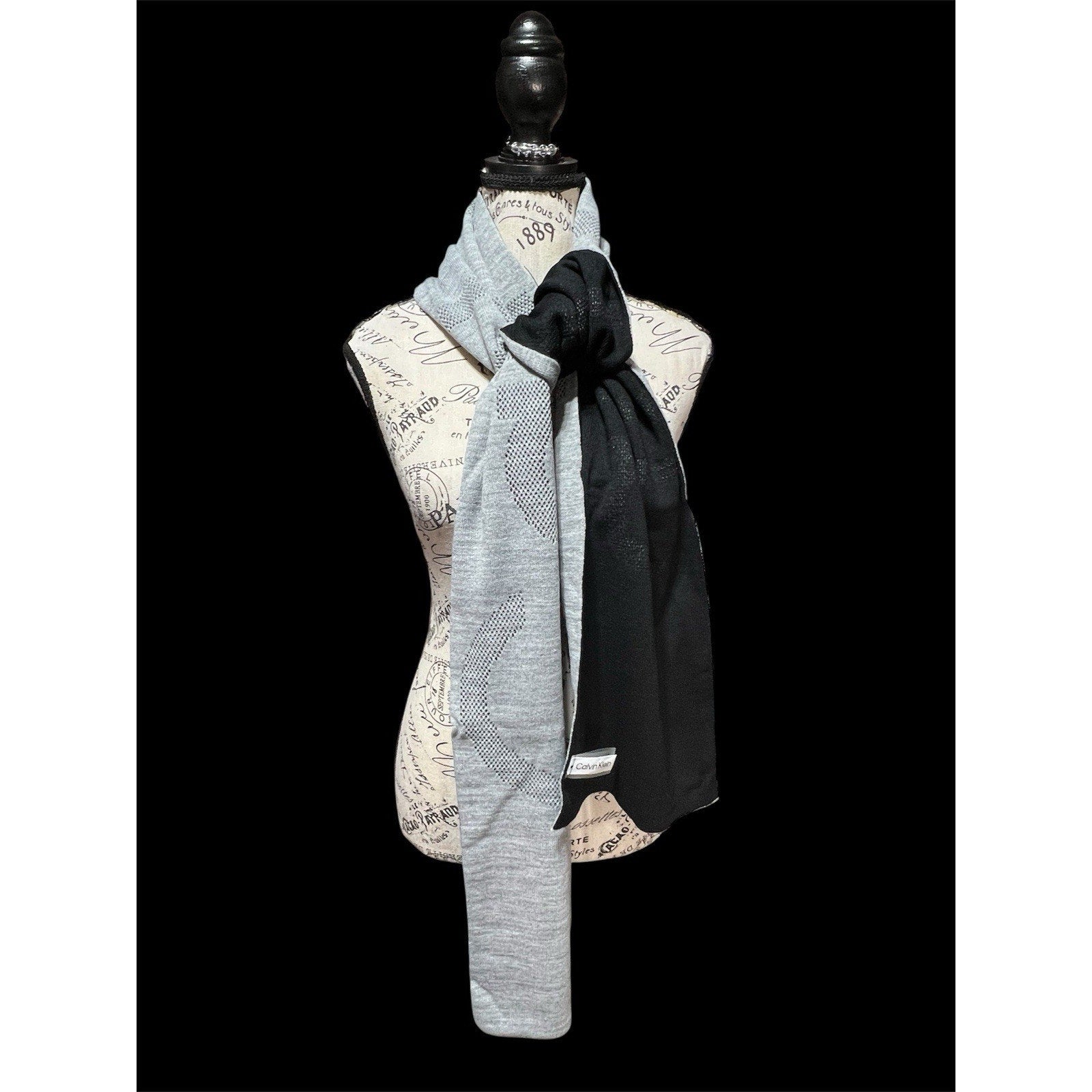 Calvin Klein Black And Gray Scarf And Beanie Set NWT $98 MSRP