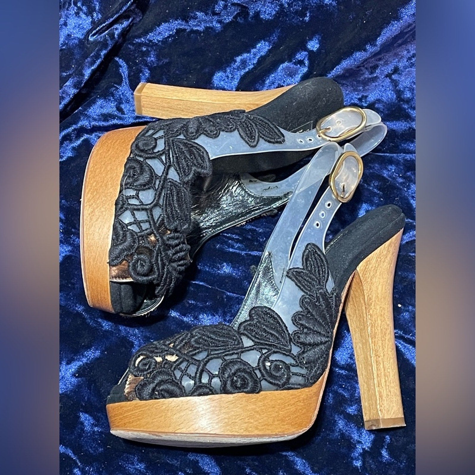 Dolce and Gabbana Calf Suede wooden Heels women’s Shoe Size 35.5 or us 5.5