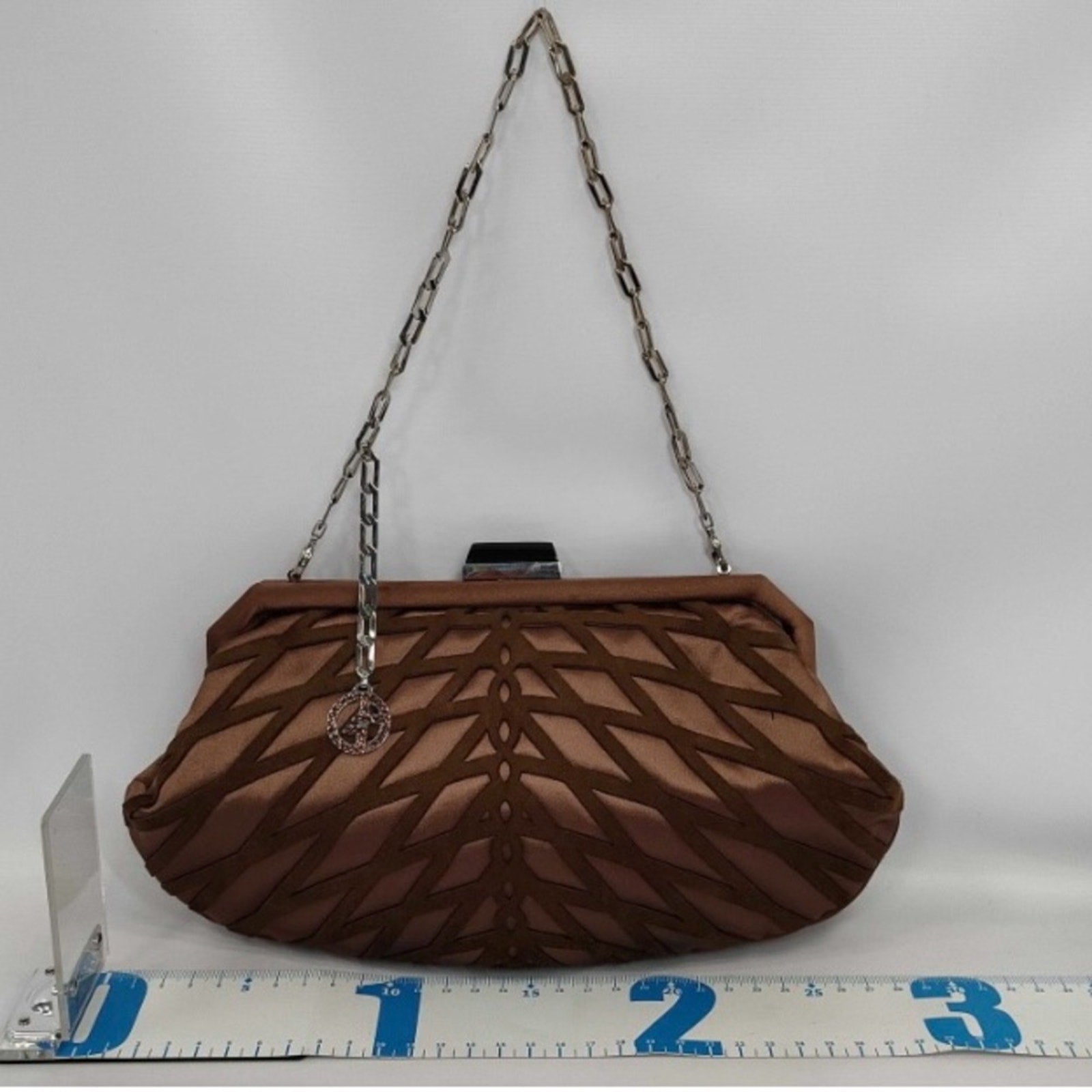 Giorgio Armani Brown Satin and Suede Beaded Women's Evening bag